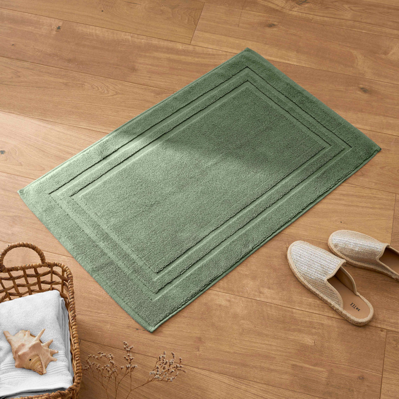 100% combed cotton bath mat COTON PUR Green