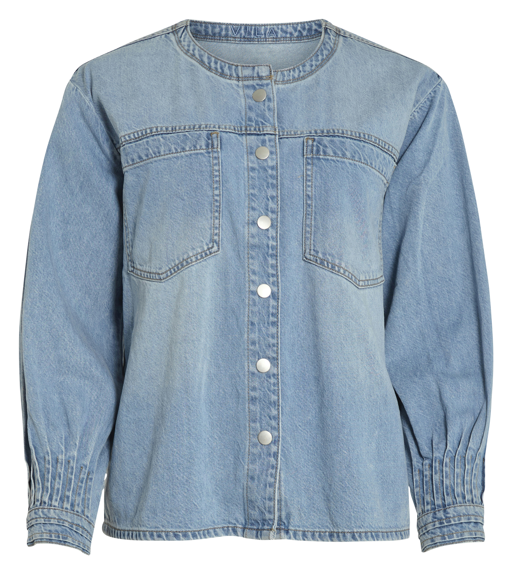 Rechte denim blouse VILA Blauw