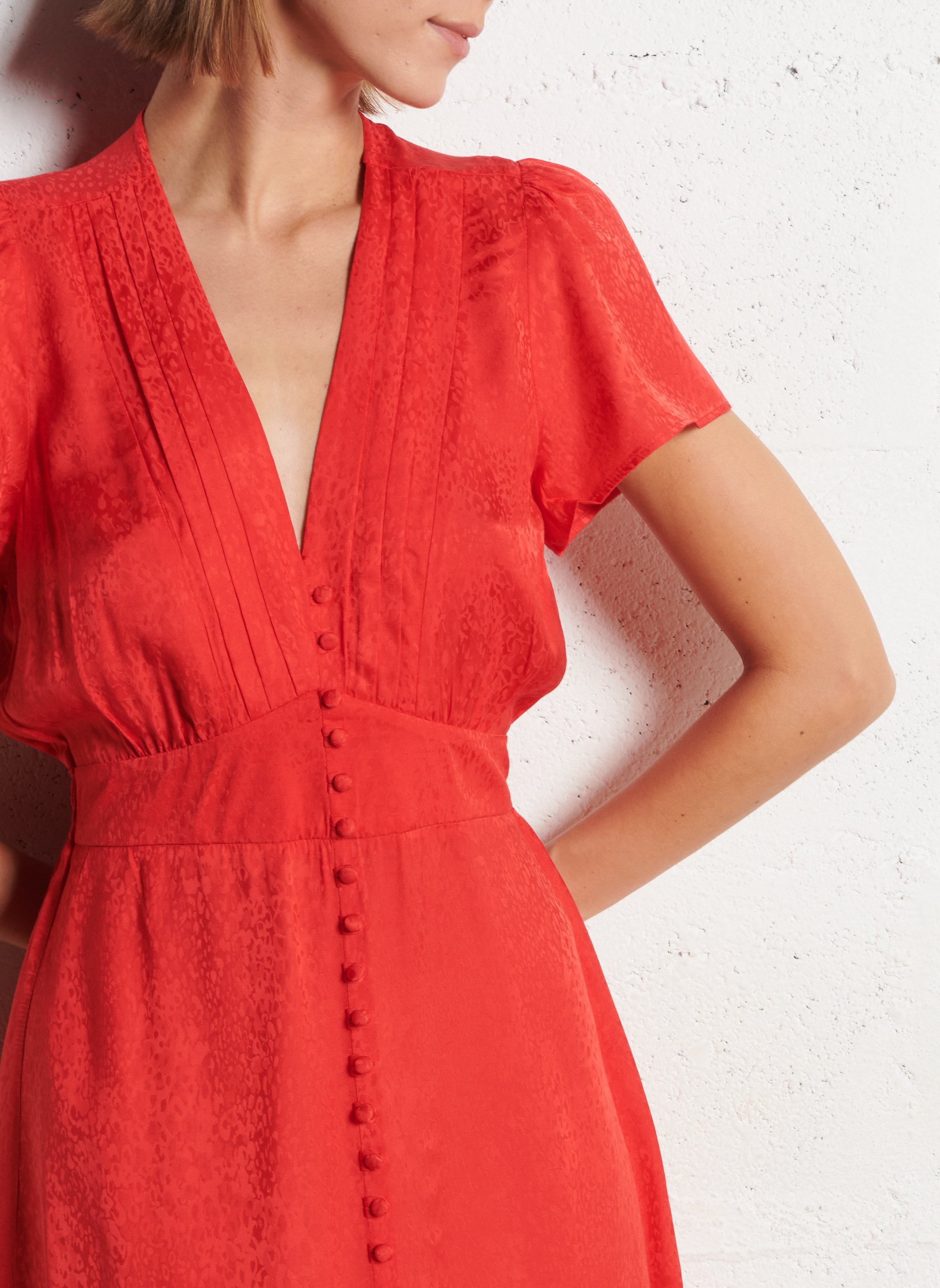 Kurzkleid aus Viskose-Mix IKKS Rot