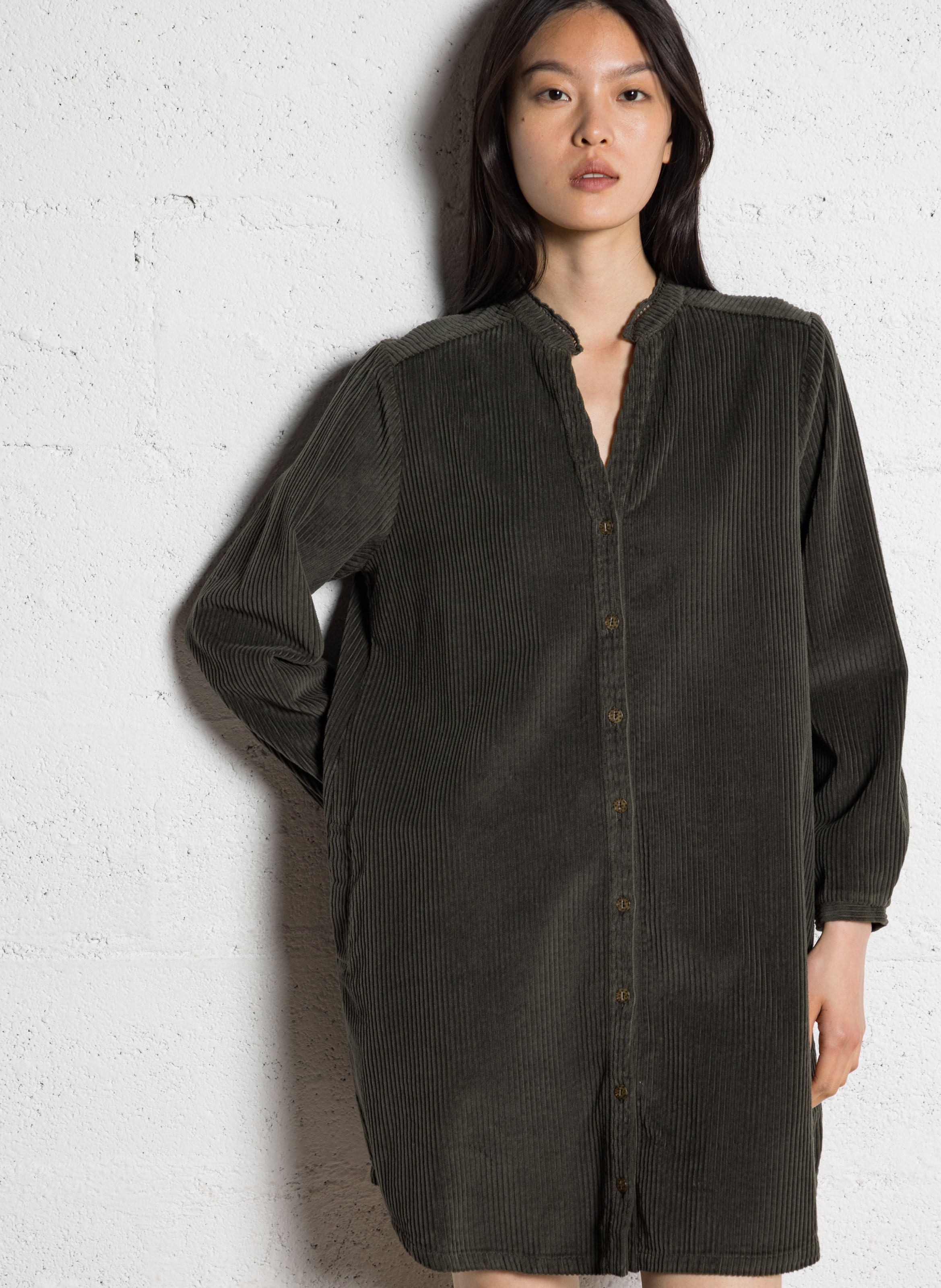 Korte jurk van ribkatoen ONE STEP