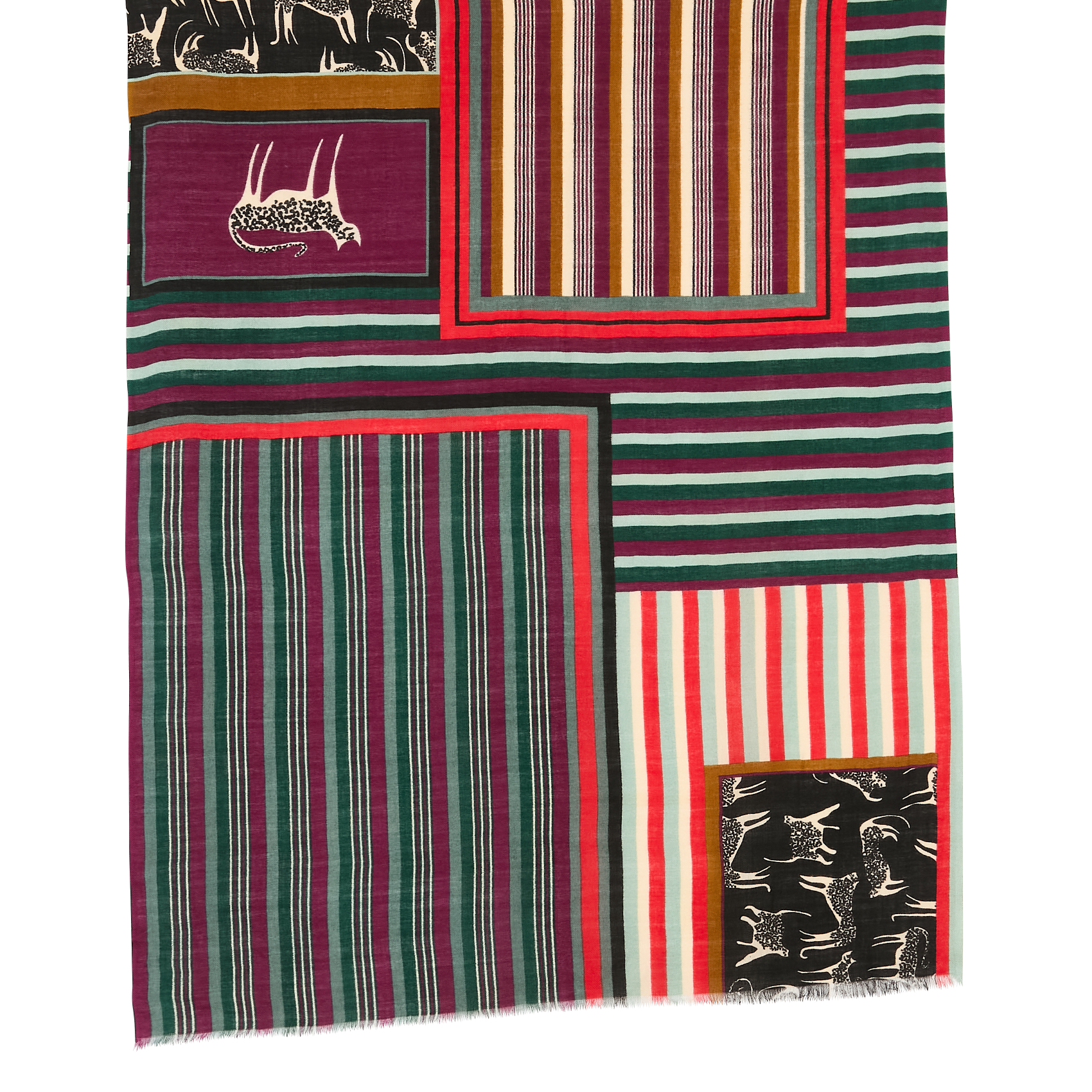 Foulard imprimé à franges NICE THINGS Noir