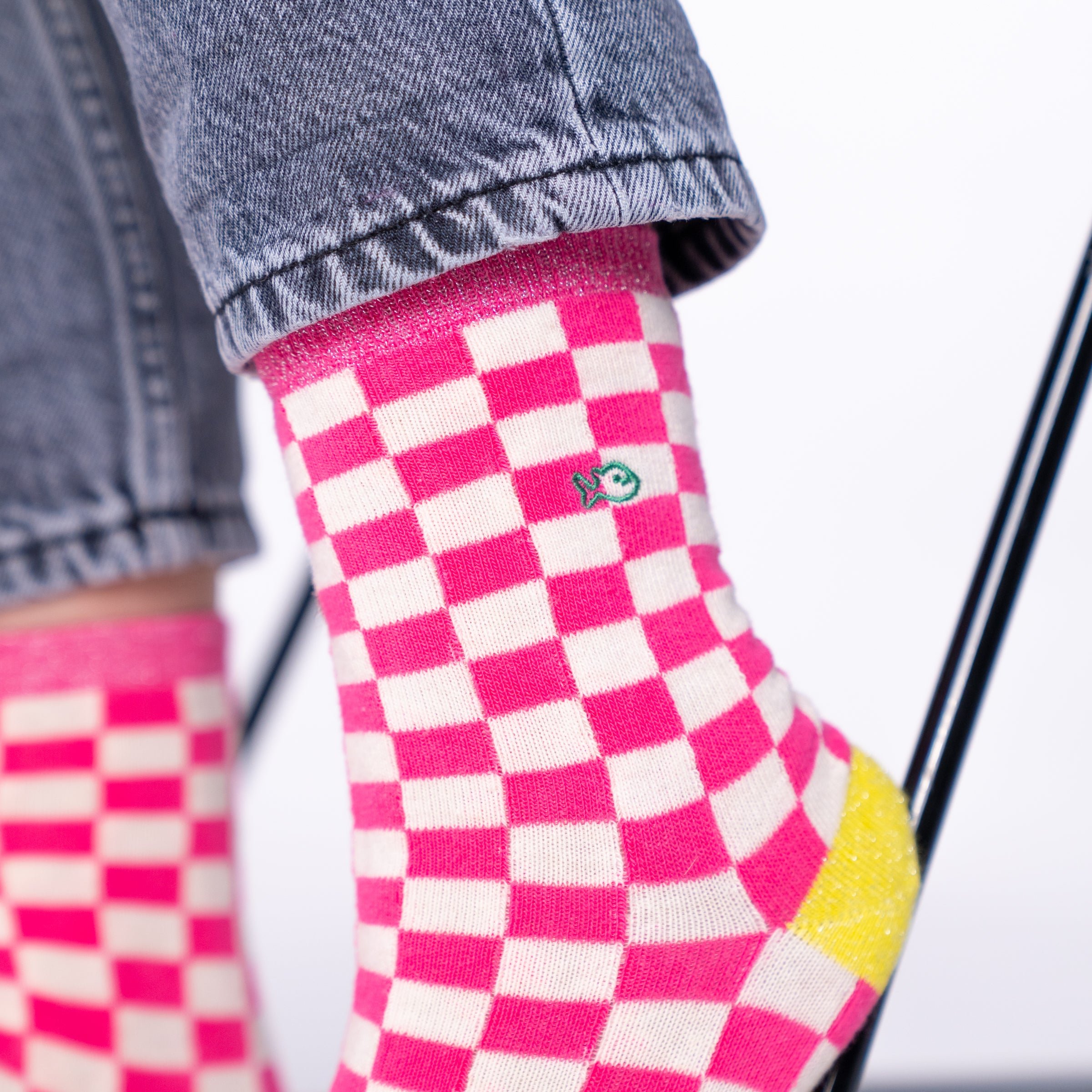 Checked combed cotton socks BILLYBELT Pink