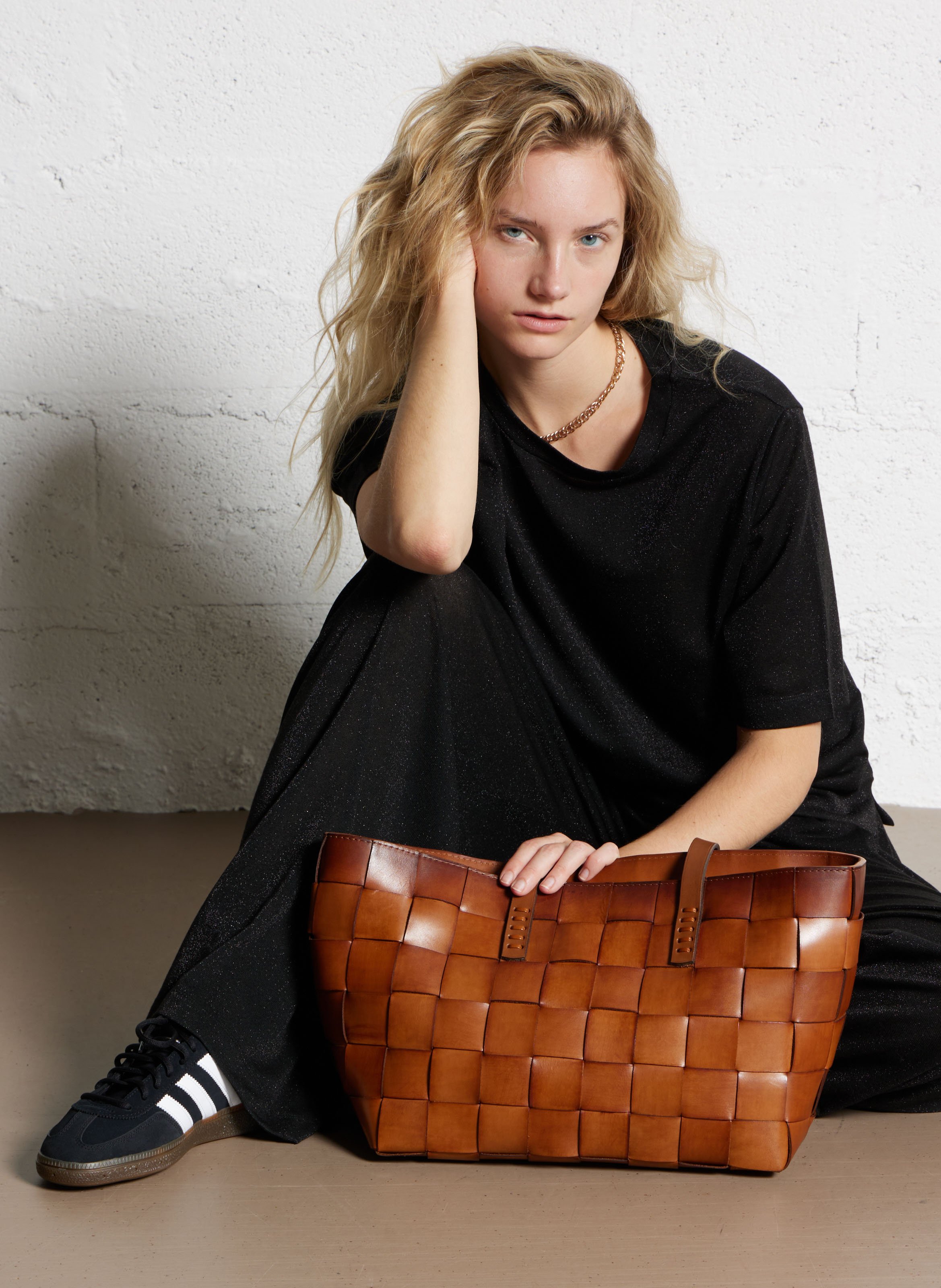 Panier tissé en cuir DRAGON DIFFUSION Marron