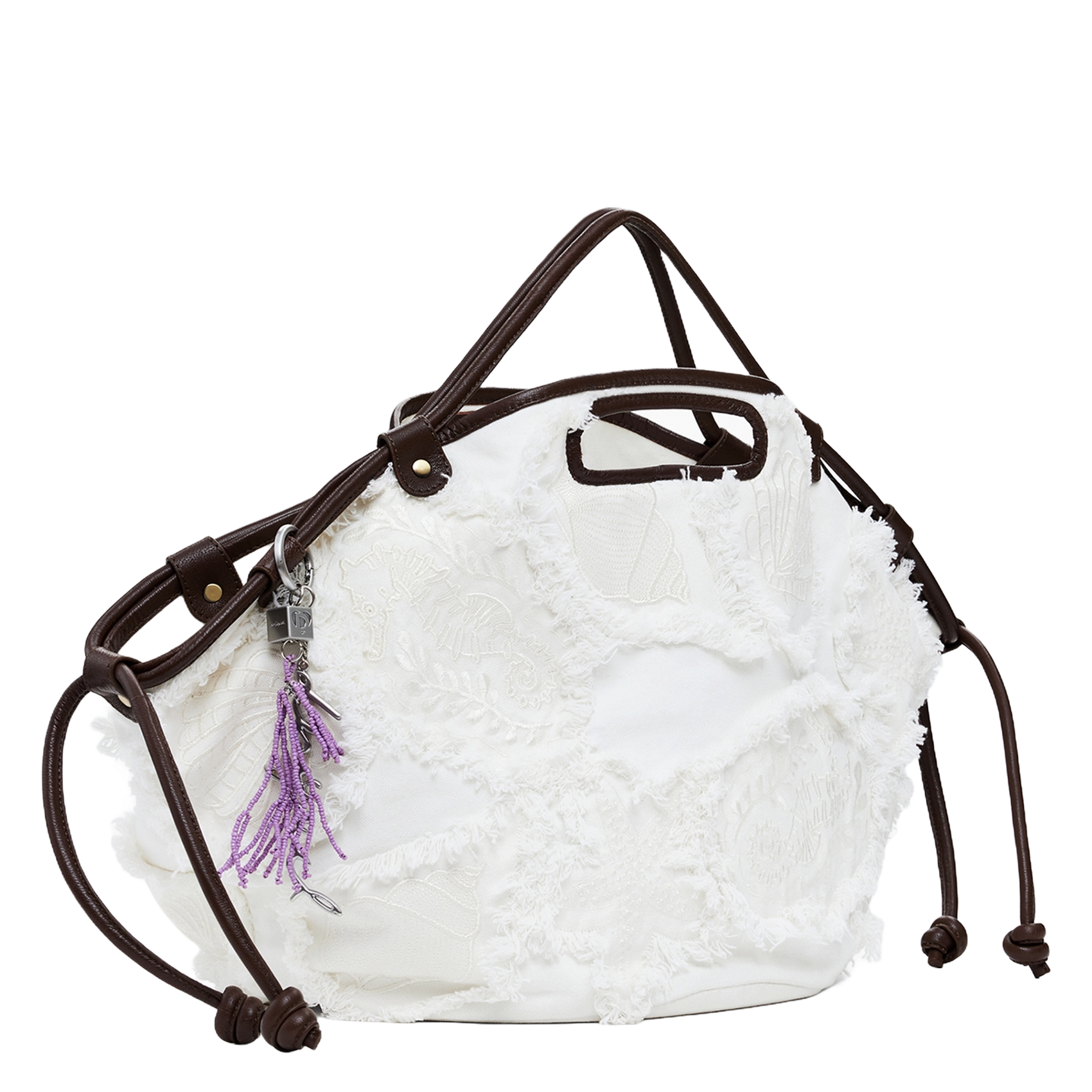 Embroidered cotton shopper bag DESIGUAL White
