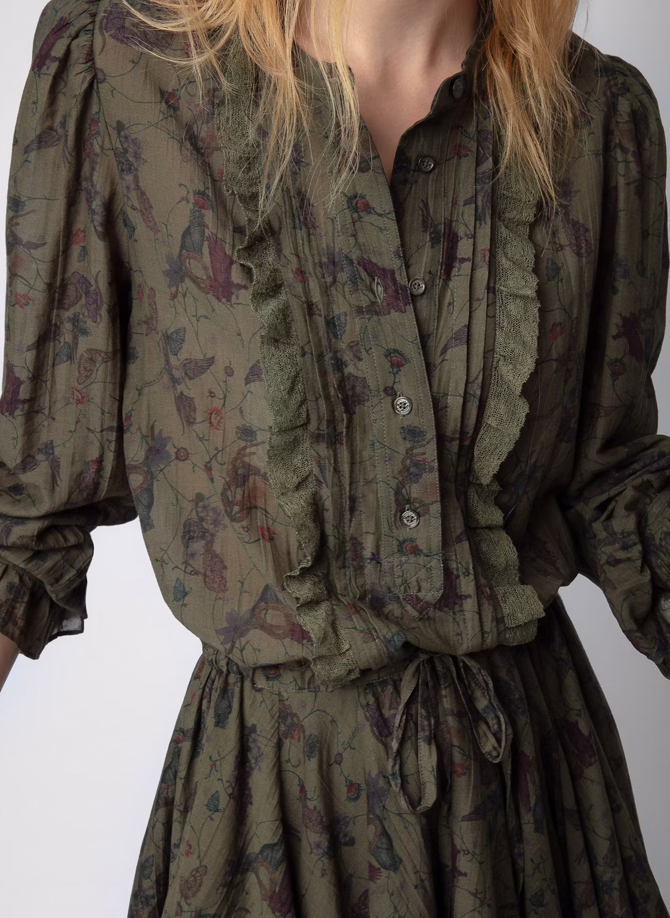 Robe courte cintrée col rond en coton mélangé ZADIG&VOLTAIRE Vert