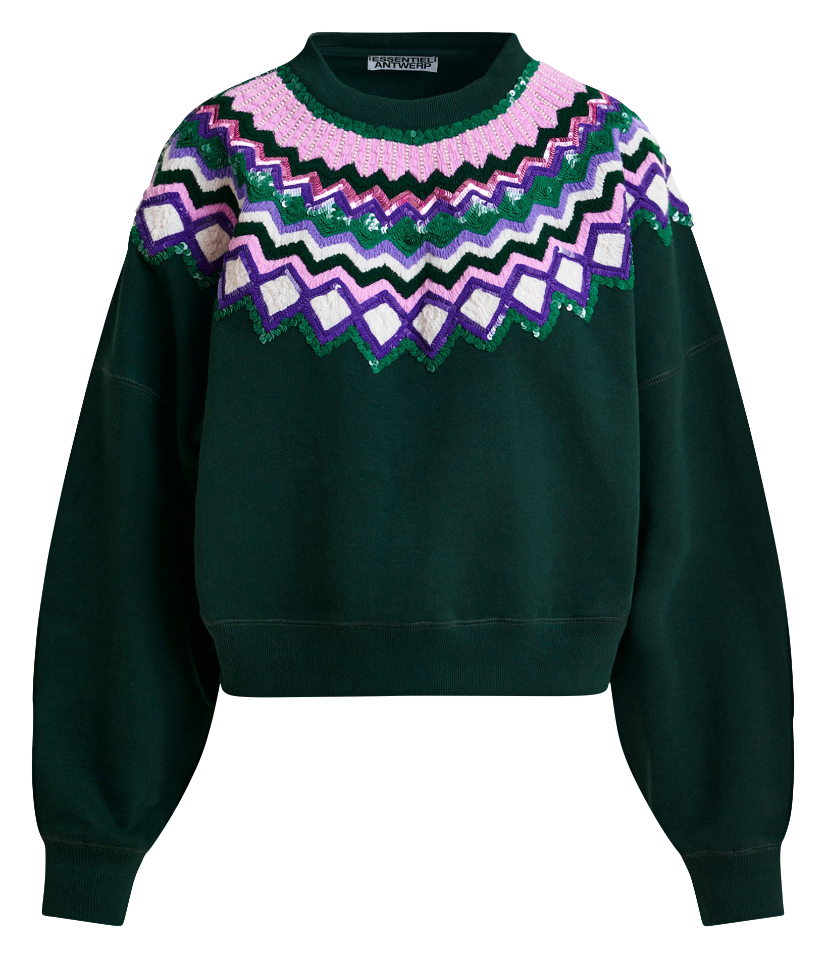 Pull col rond pailleté ESSENTIEL ANTWERP Vert