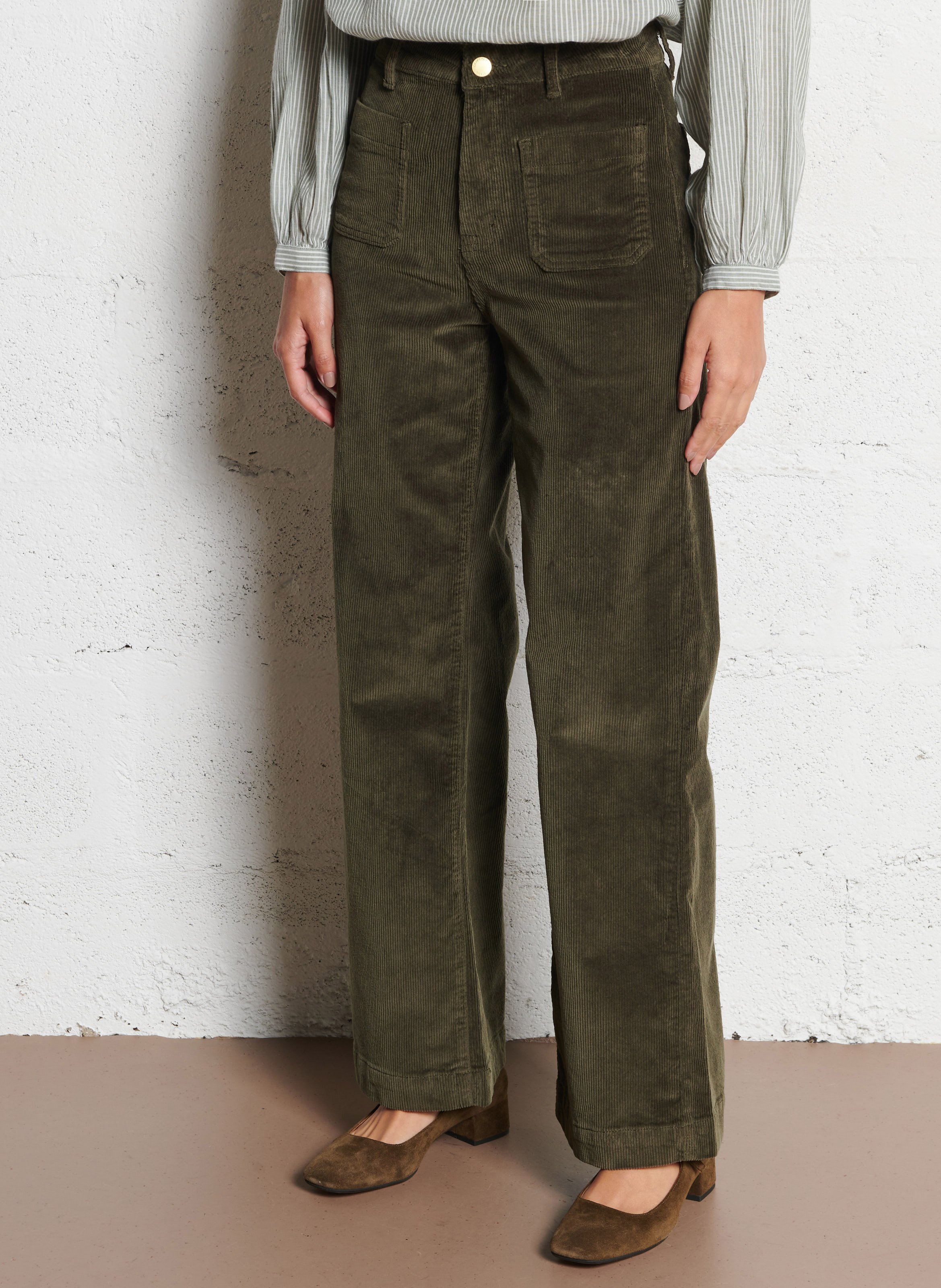 Flared High Waist Jeans aus Baumwoll-Mix LA PETITE ETOILE Khaki