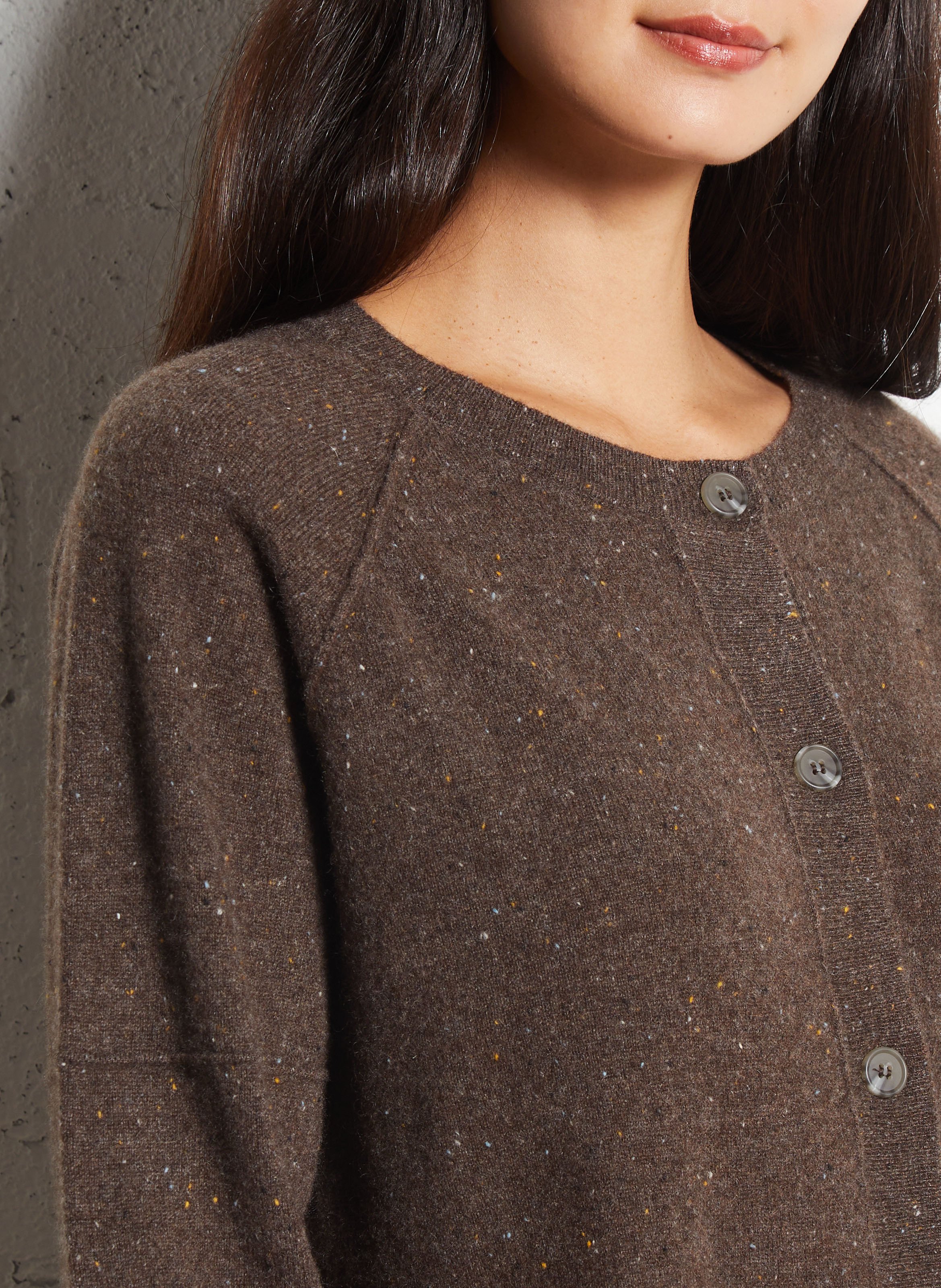 Cardigan moucheté en cachemire MAISON 123 Marron