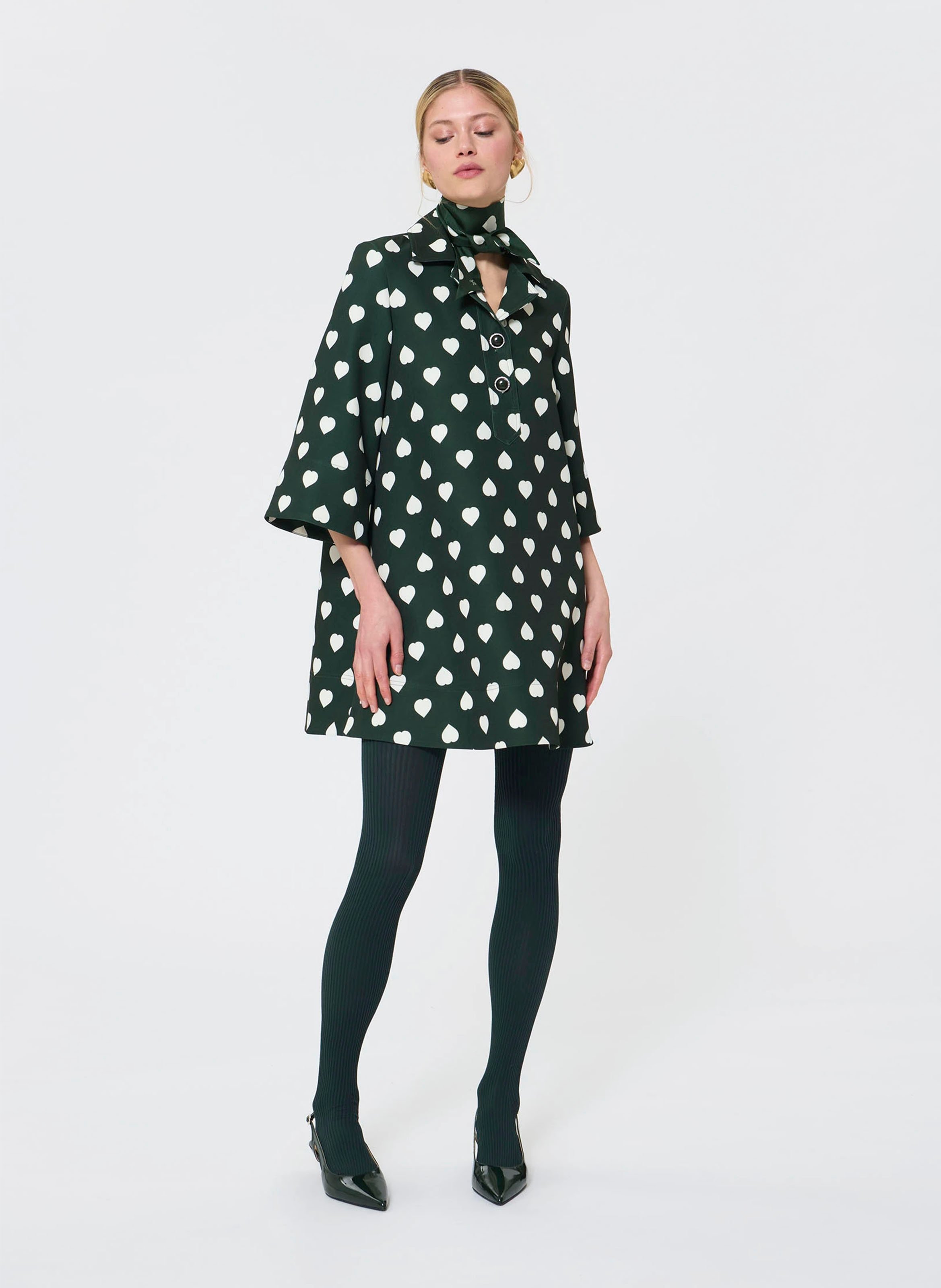 Robe courte col tailleur imprimé TARA JARMON Vert