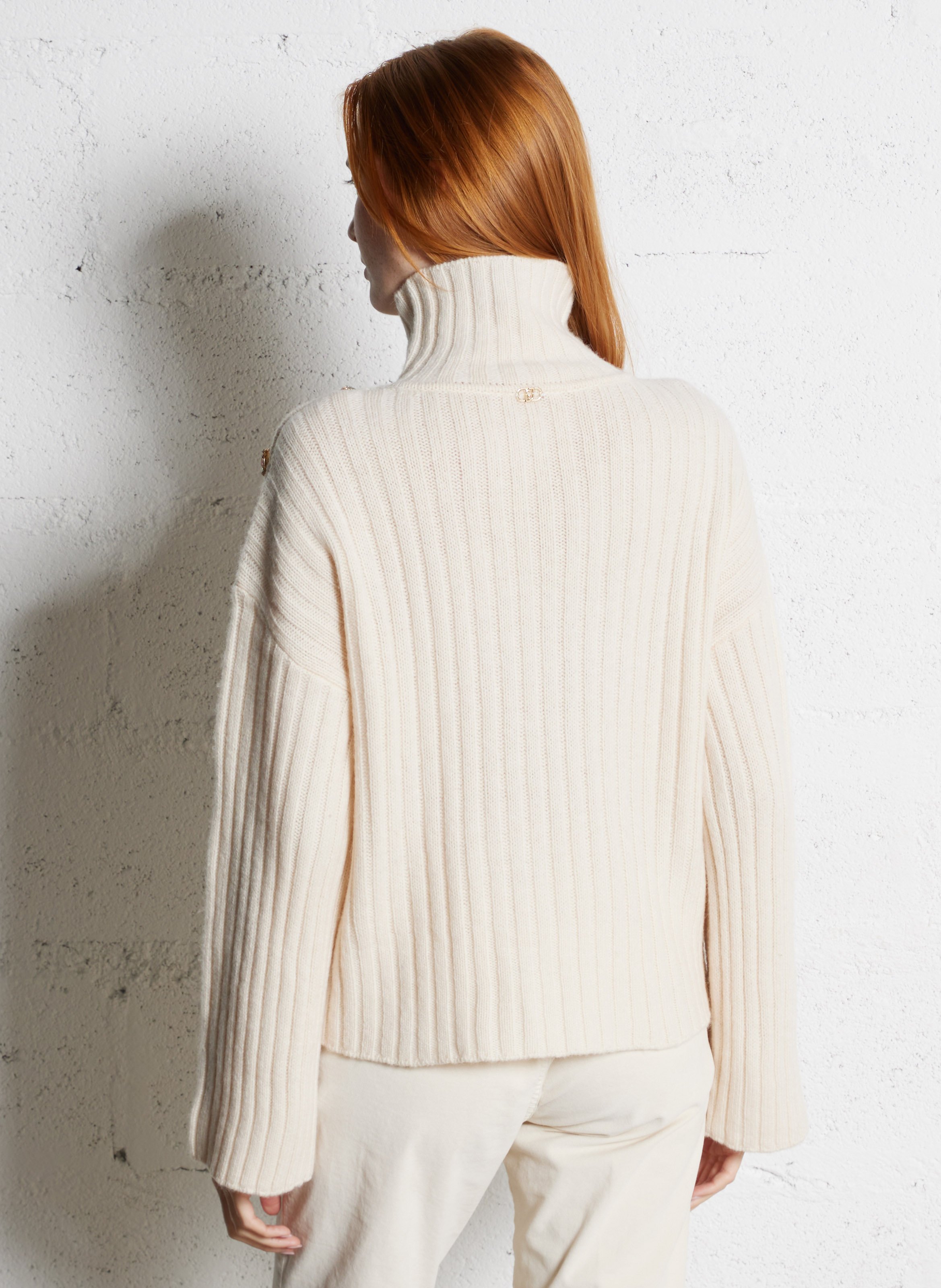 Pull col montant en laine mélangée LIU JO Beige