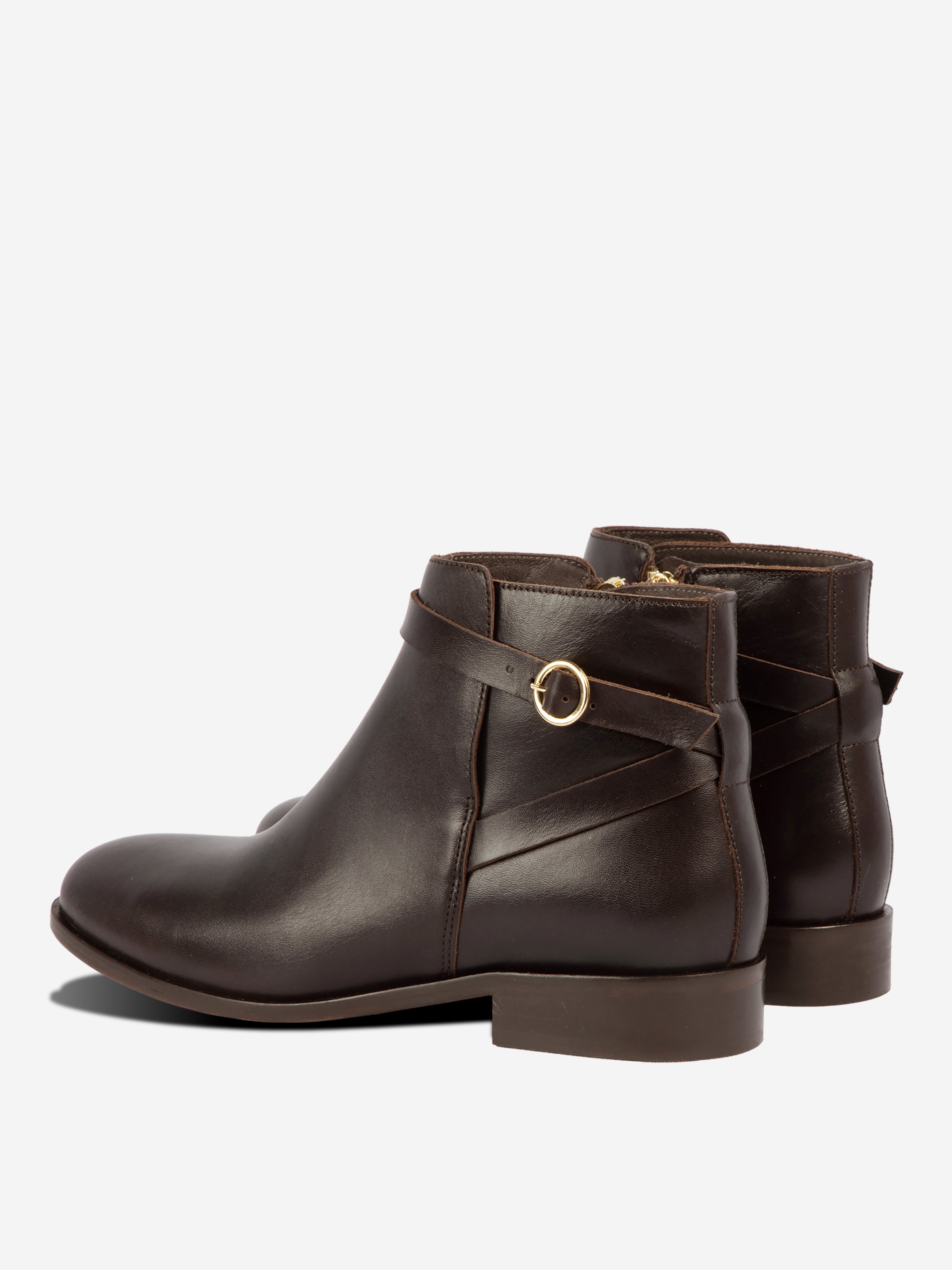 Flat leather riding Mid-calf boots JULES & JENN Brown