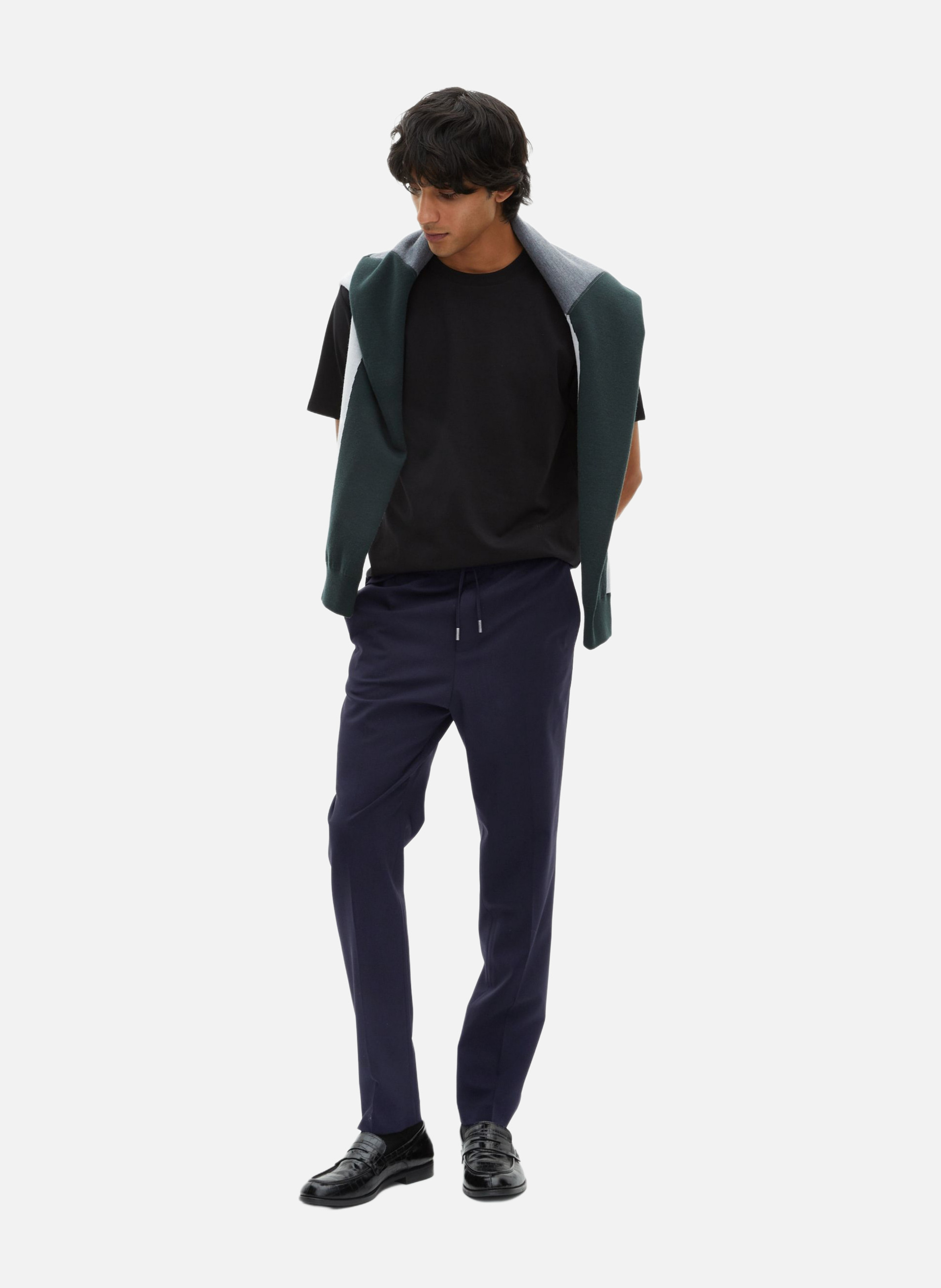 Elasticated straight wool trousers THE KOOPLES Blue