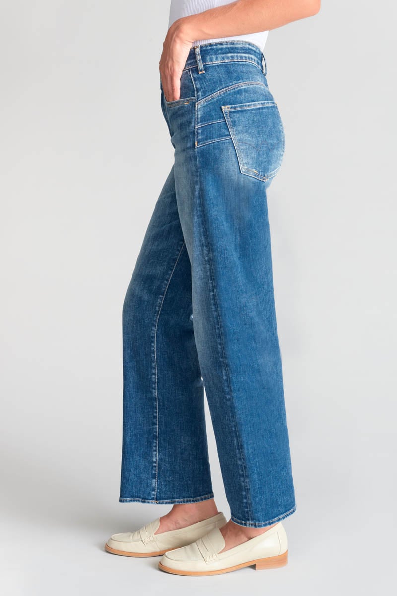 High-waisted straight leg push-up jeans, 7/8 length LE TEMPS DES CERISES Blue