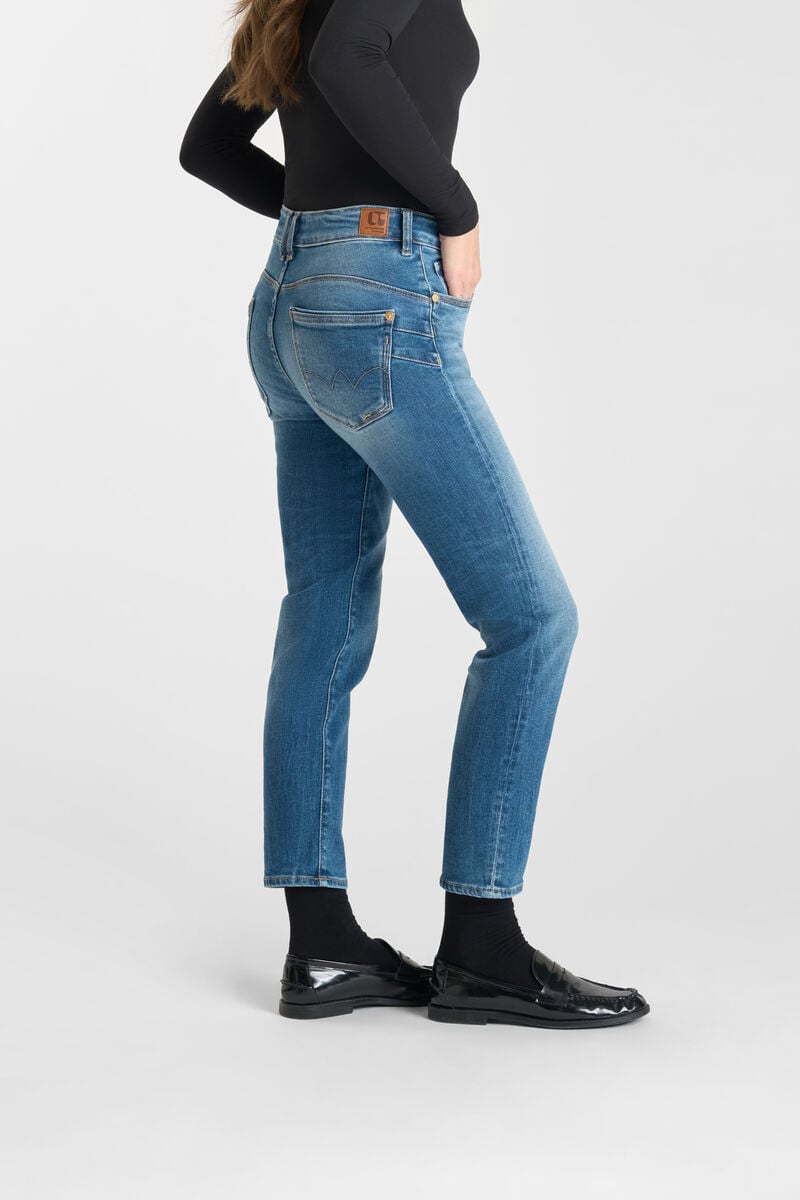 High-waisted straight leg push-up jeans, 7/8 length LE TEMPS DES CERISES Blue