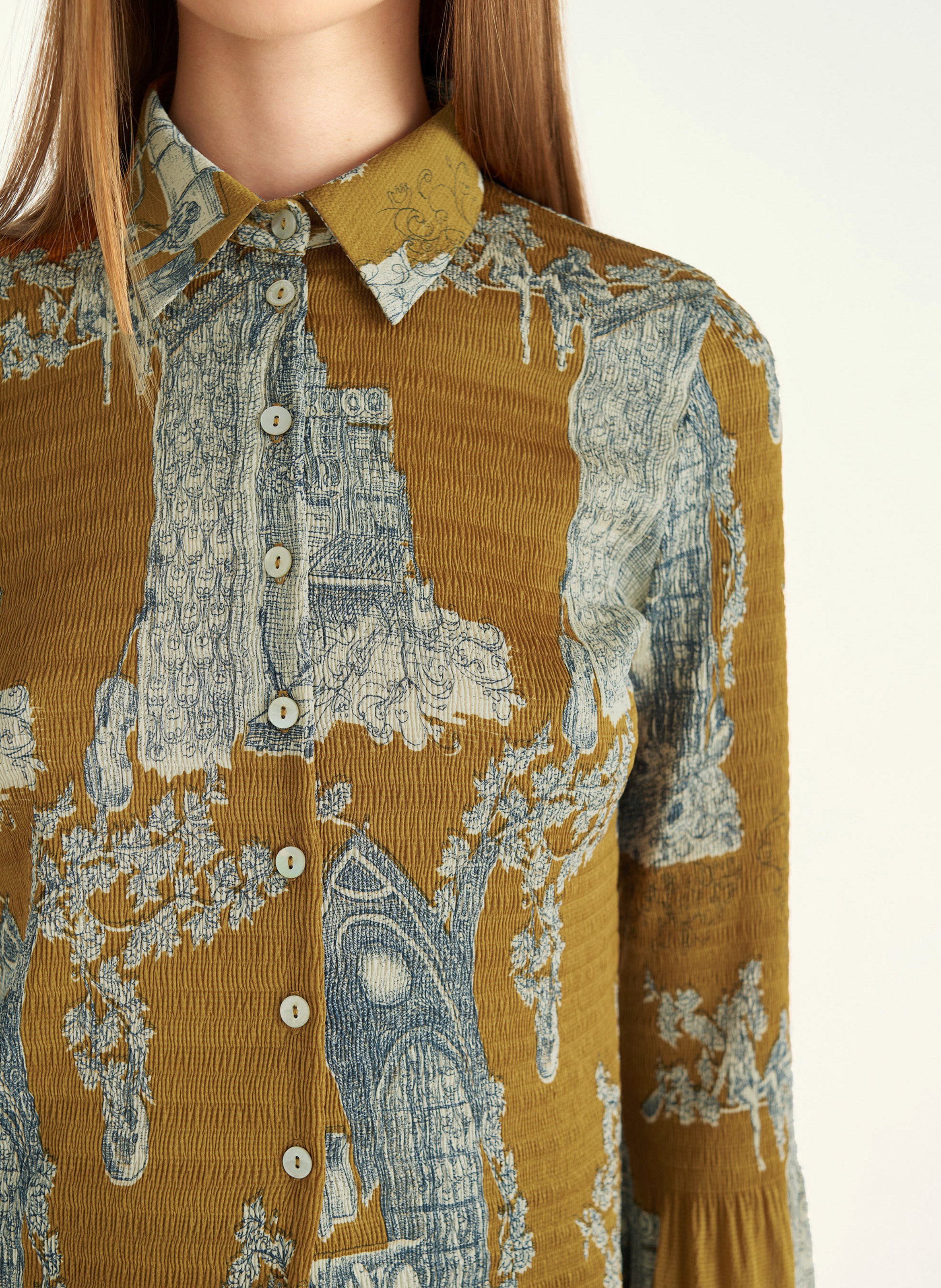 Chemise cintrée à motifs COTELAC Jaune