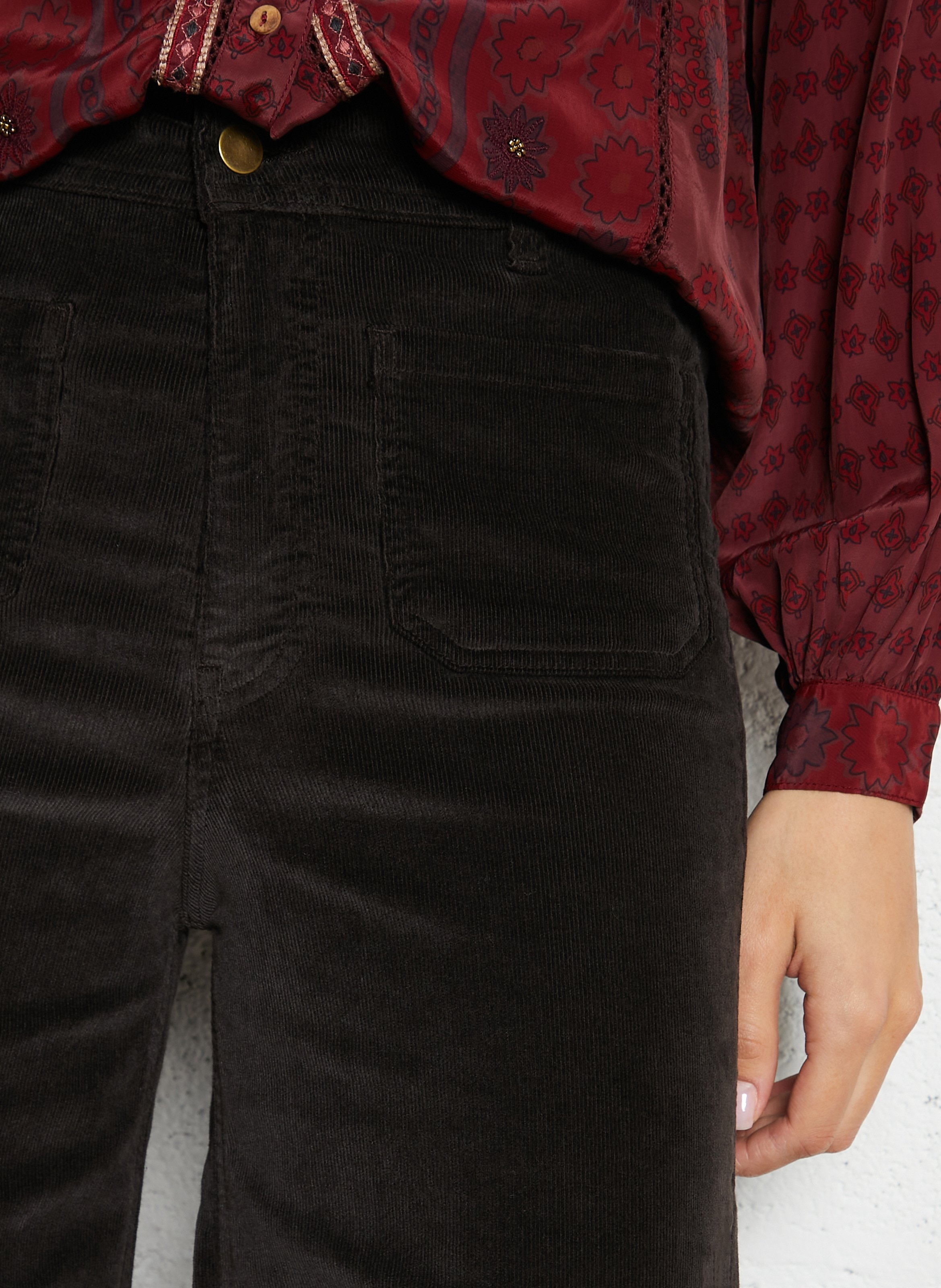 Corduroy cropped pants MAISON HOTEL Brown