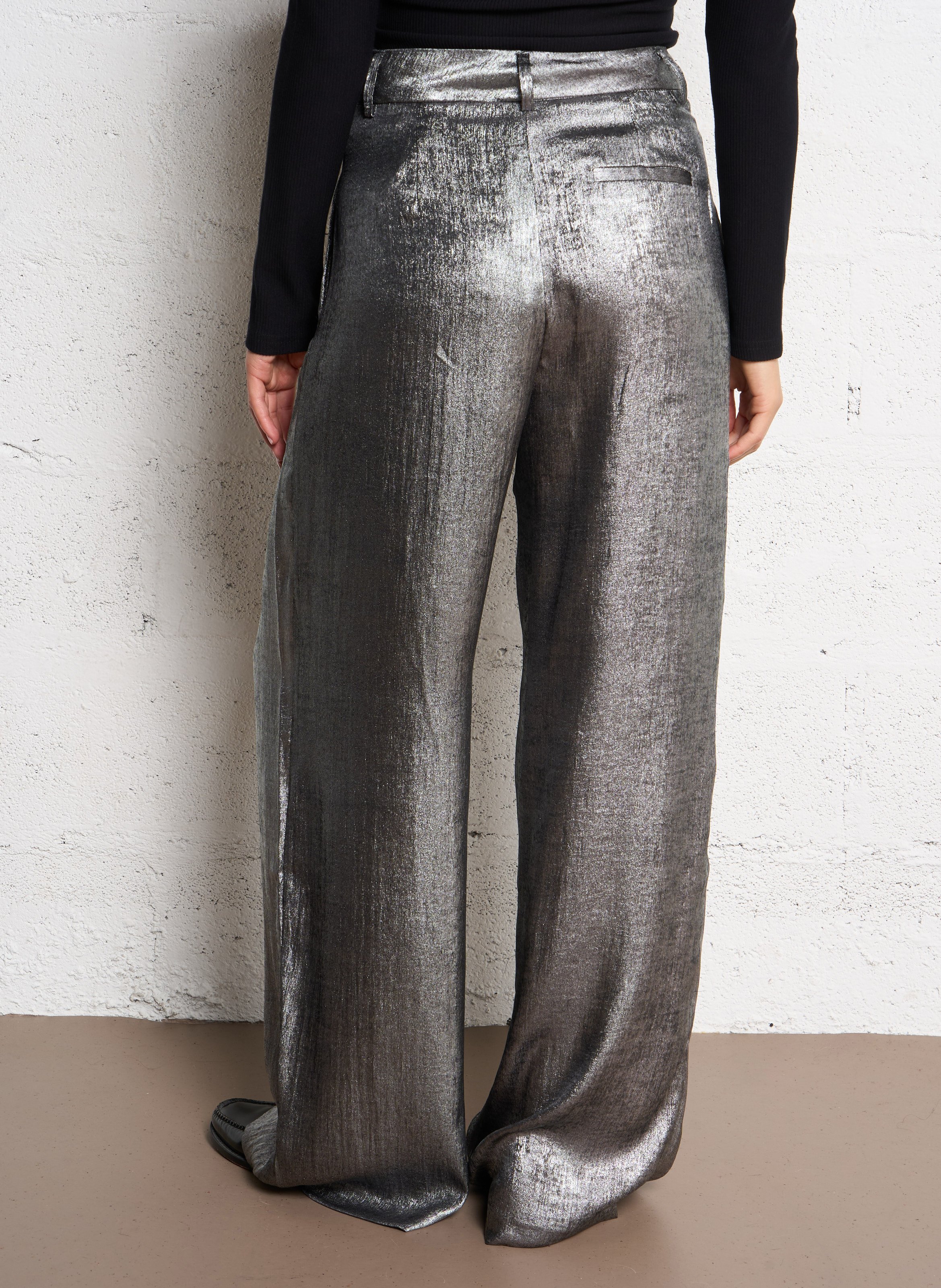 Glanzende, wijde broek THE NEW SOCIETY Zilver