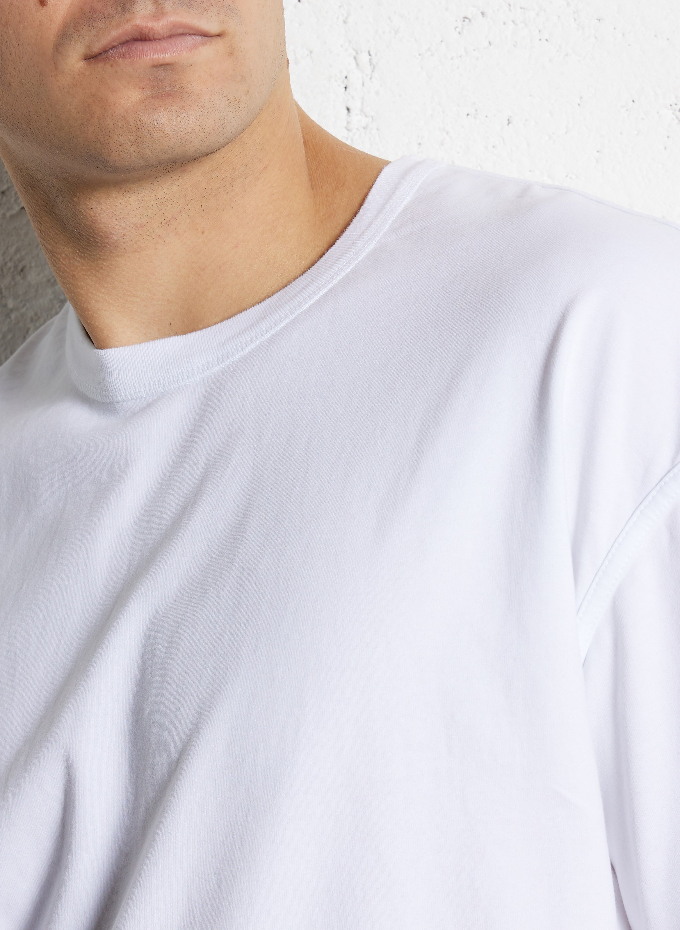 Tee-shirt droit col rond uni AMERICAN VINTAGE Blanc