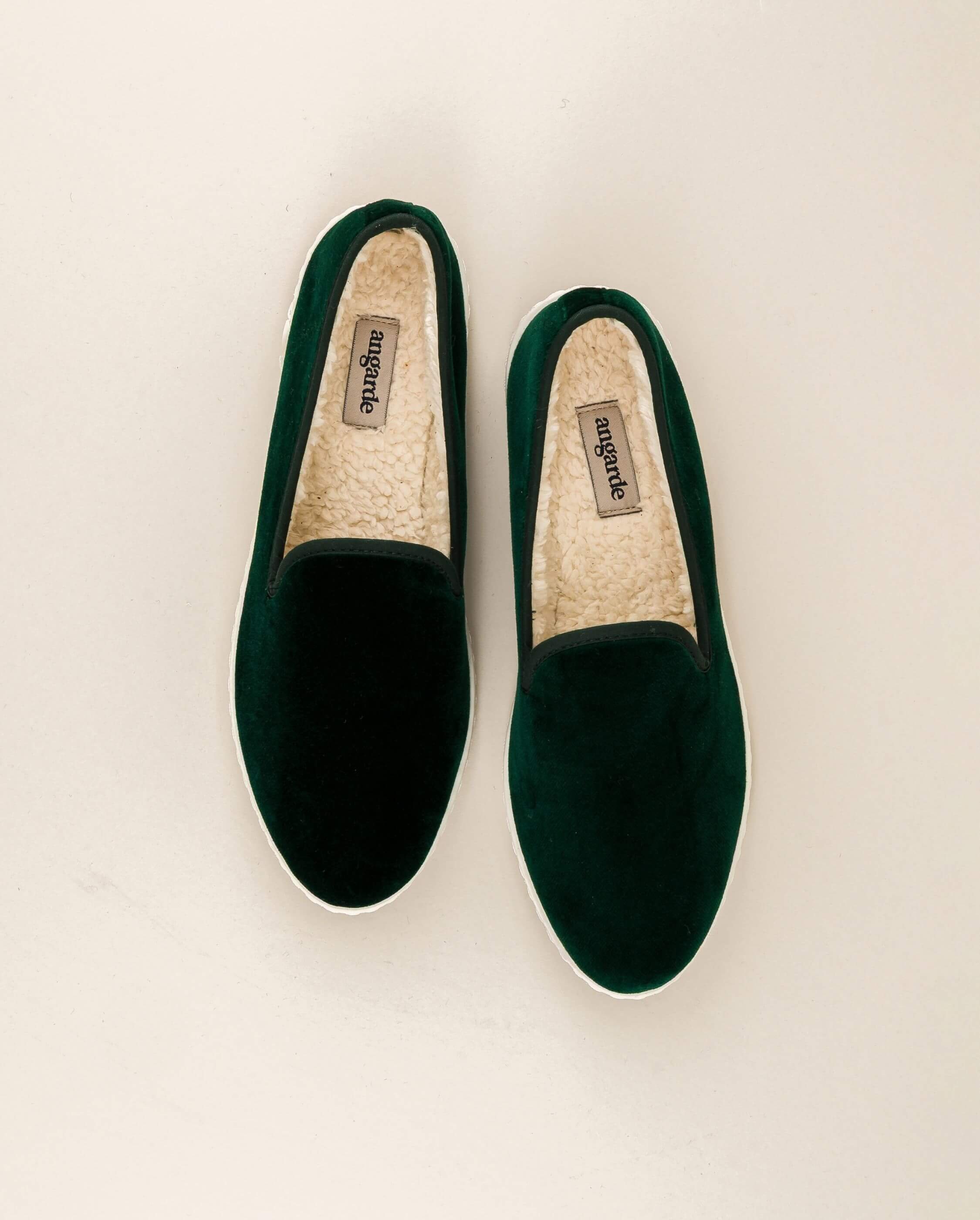 Chausson homme velours, vert ANGARDE Vert