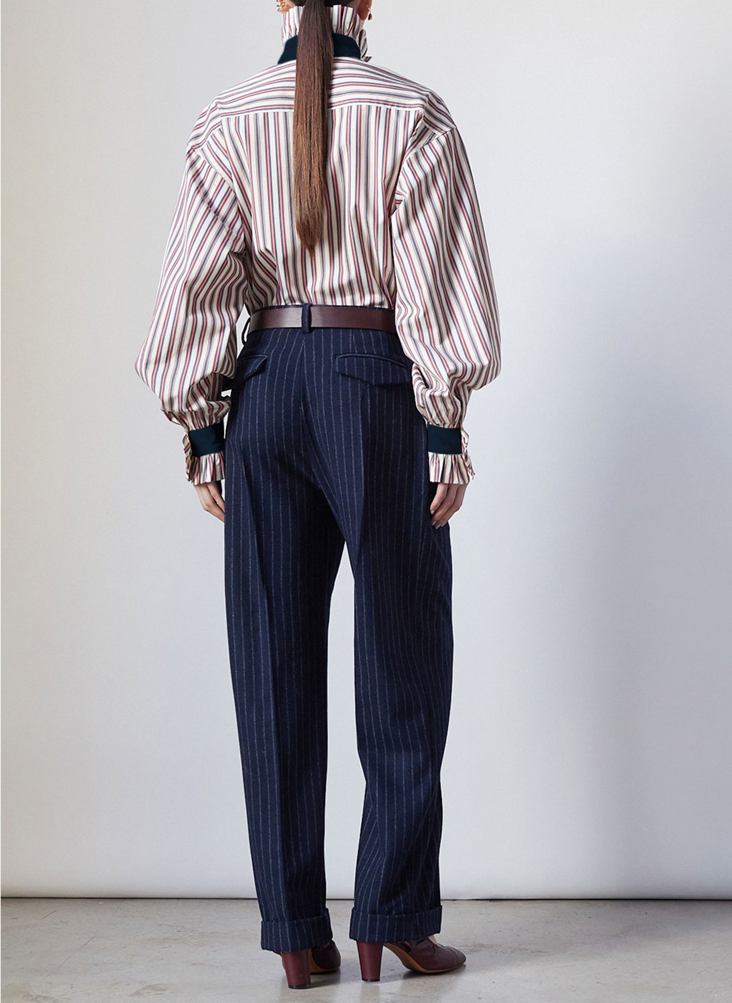 Chemise col volanté en coton organique THE LABEL EDITION Multicolore