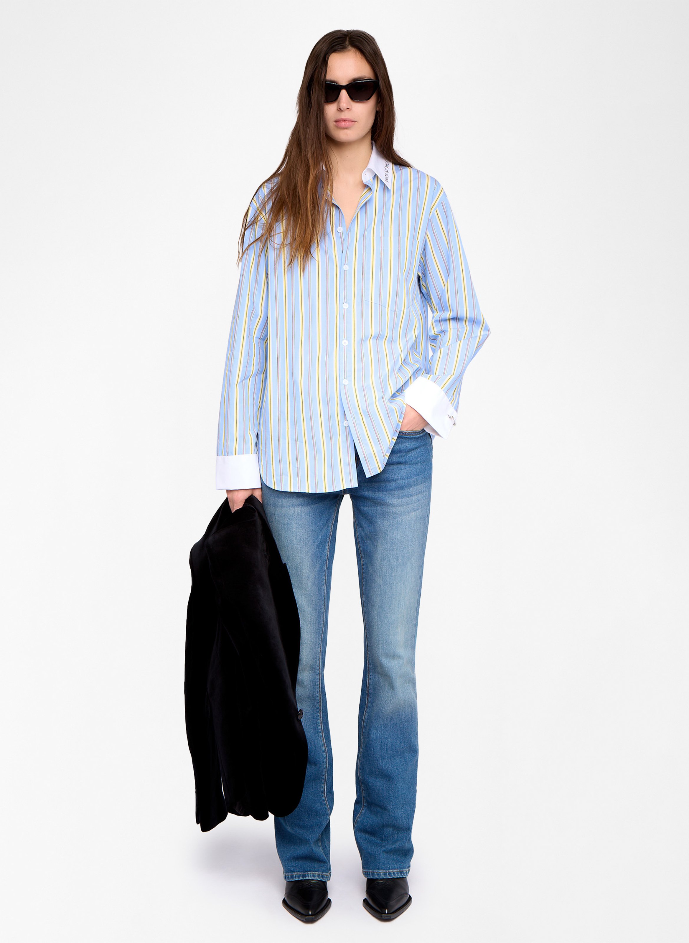 Chemise oversize col classique rayée en coton ZADIG&VOLTAIRE Bleu