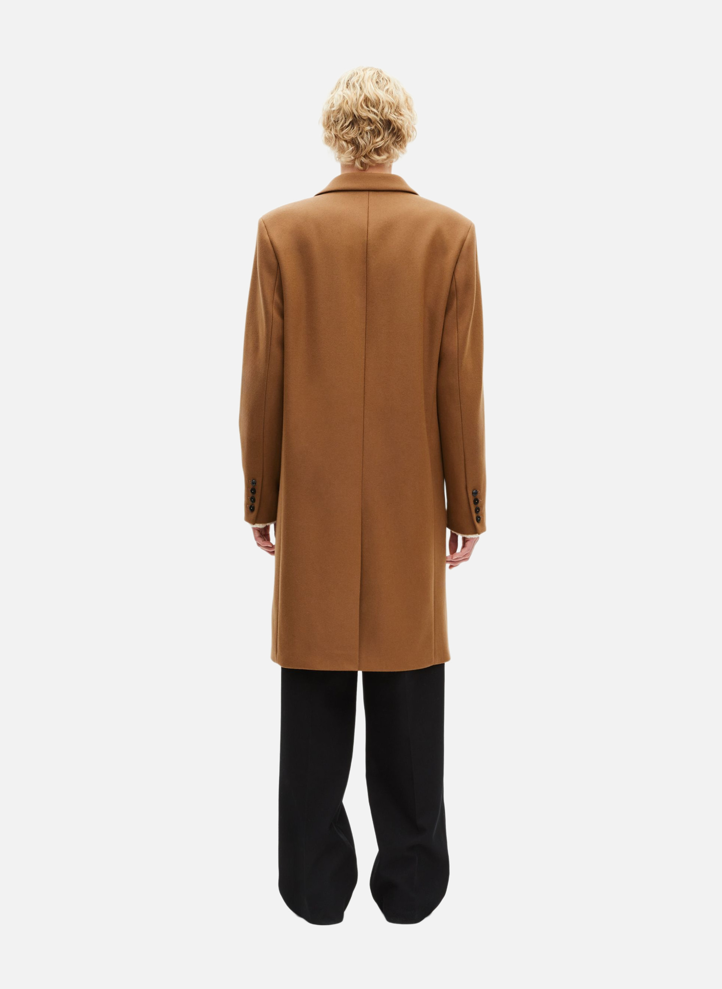 Leather lapel coat THE KOOPLES Brown