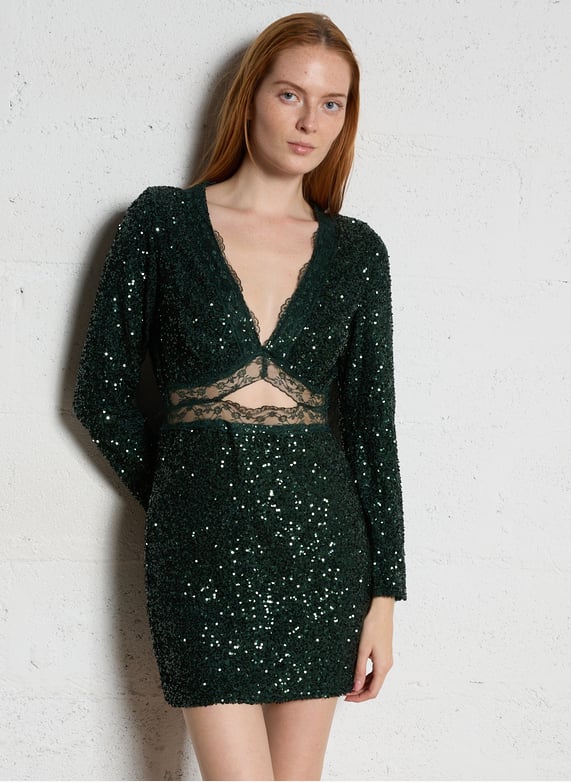 Robe courte droite sequins Green Never fully dressed - Women | Place des Tendances Robe courte droite sequins Green Never fully dressed - Women | Place des Tendances