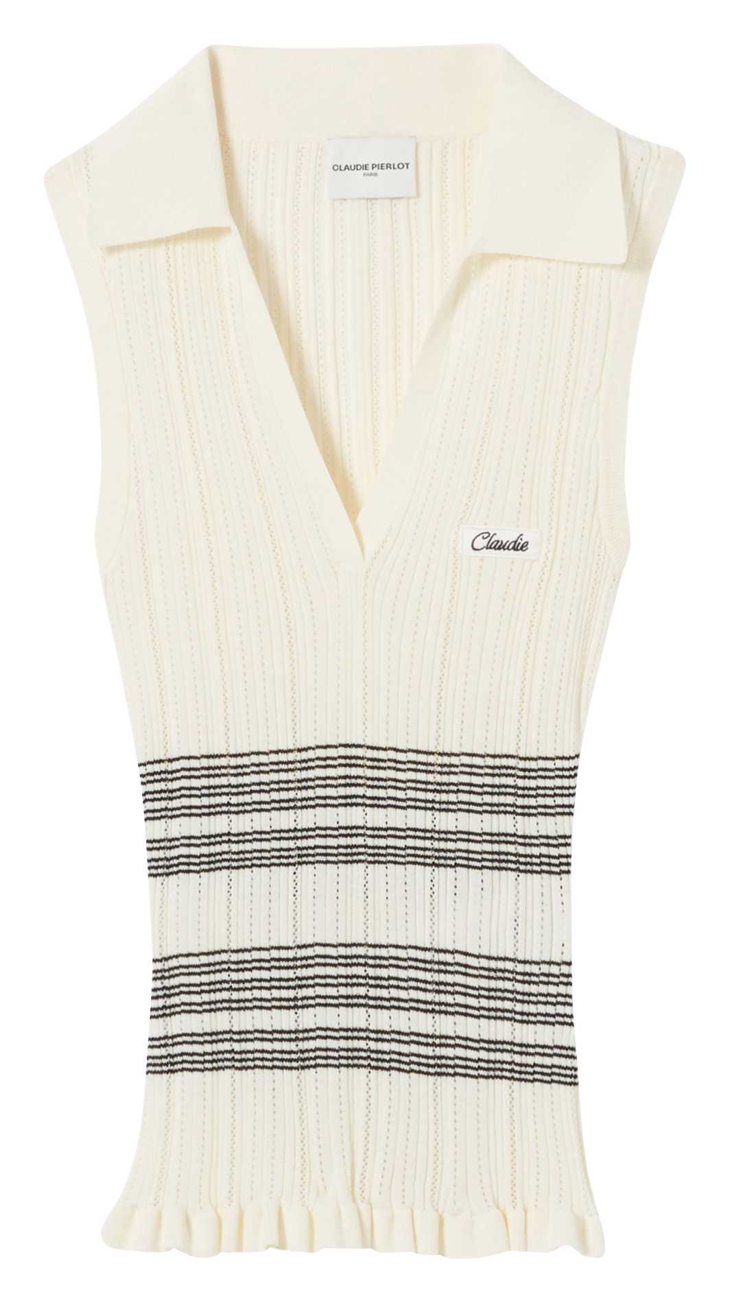 Ribbed V-neck Fitted Top CLAUDIE PIERLOT Multicolored