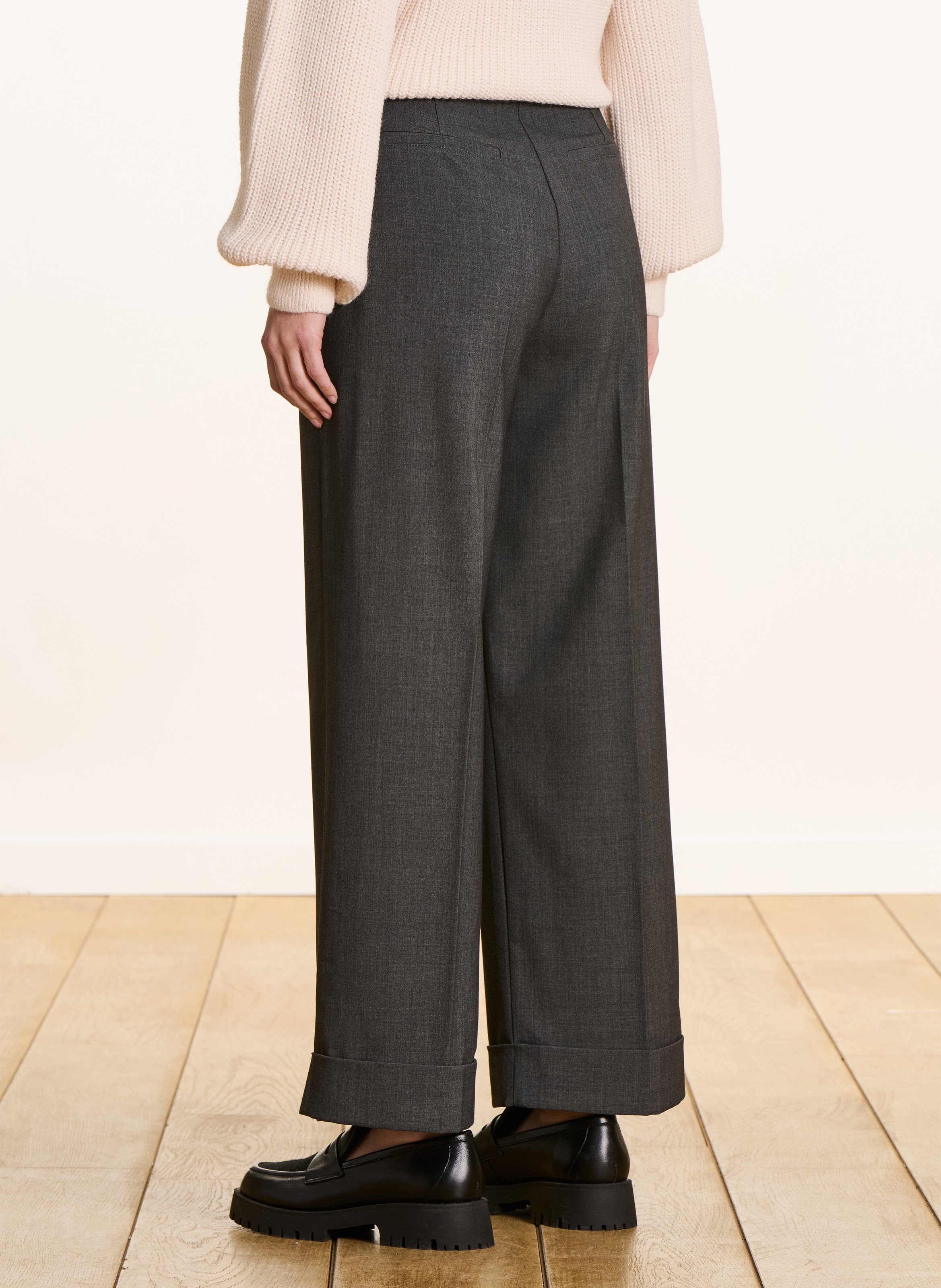 Wijde broek met omgeslagen pijpen LA FEE MARABOUTEE Grijs