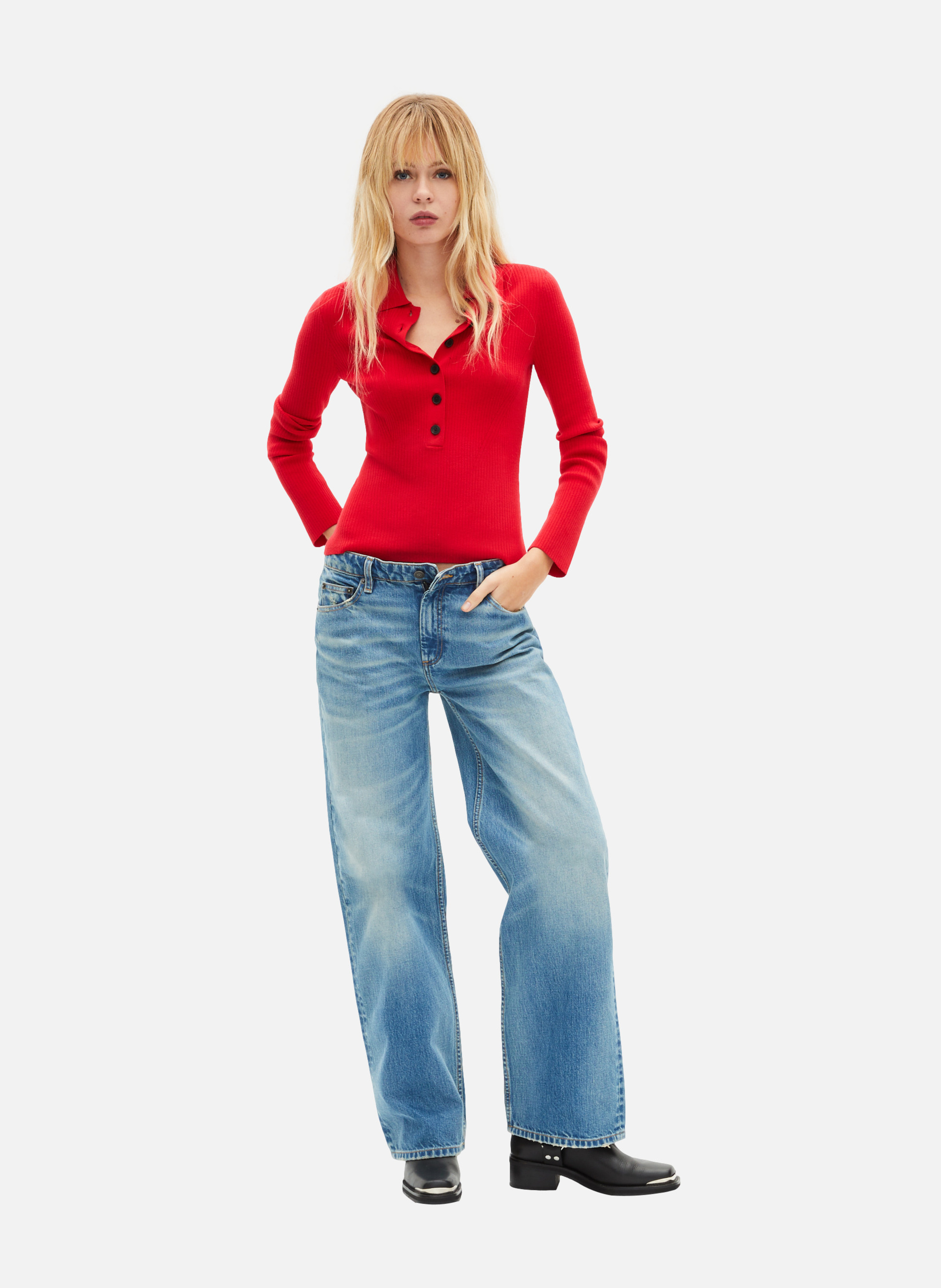 Knitted ribbed sweater THE KOOPLES Red