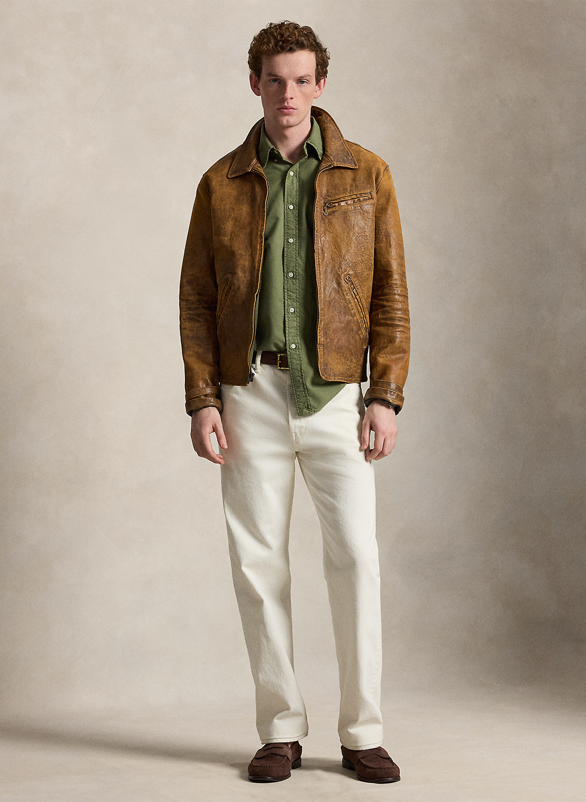 Chemise droite col classique en coton Vert