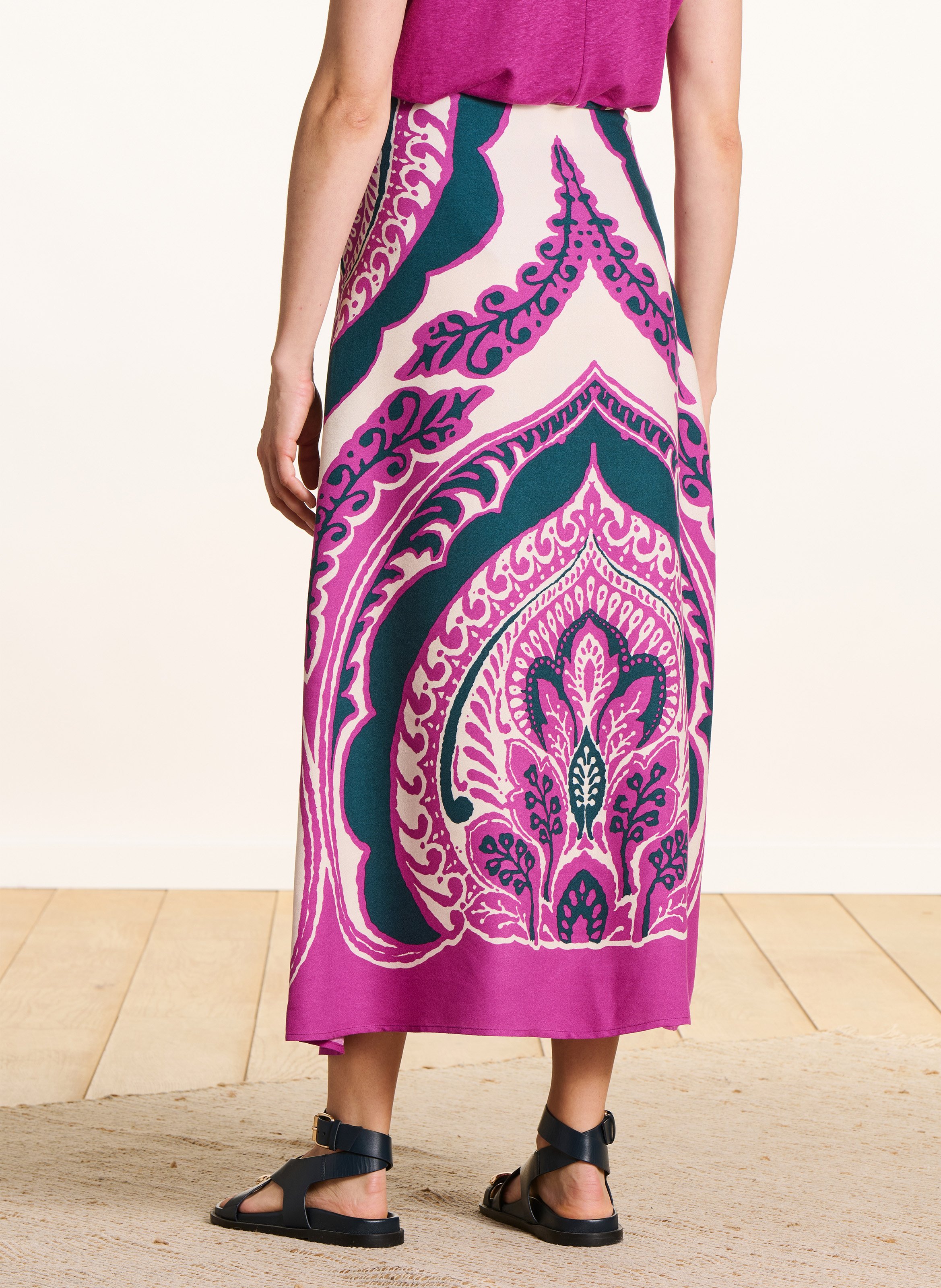 Jupe midi évasée à imprimé LA FEE MARABOUTEE Violet