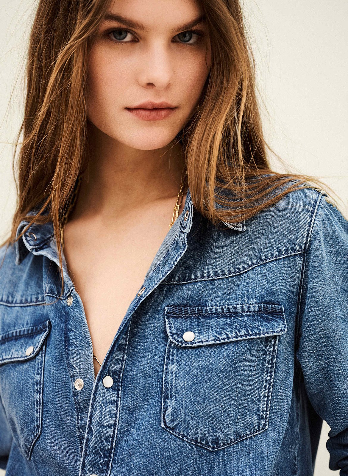 Chemise droite col classique Jean brut