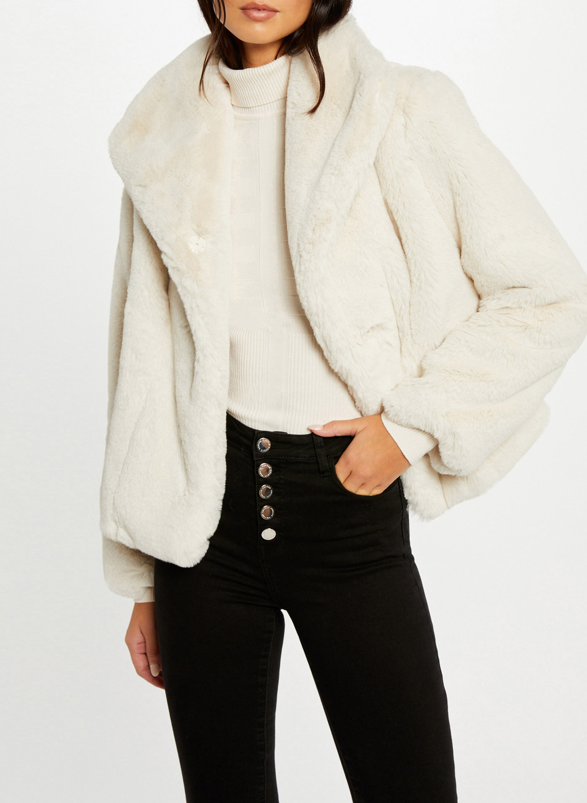 Manteau court en fourrure synthétique  MORGAN Beige