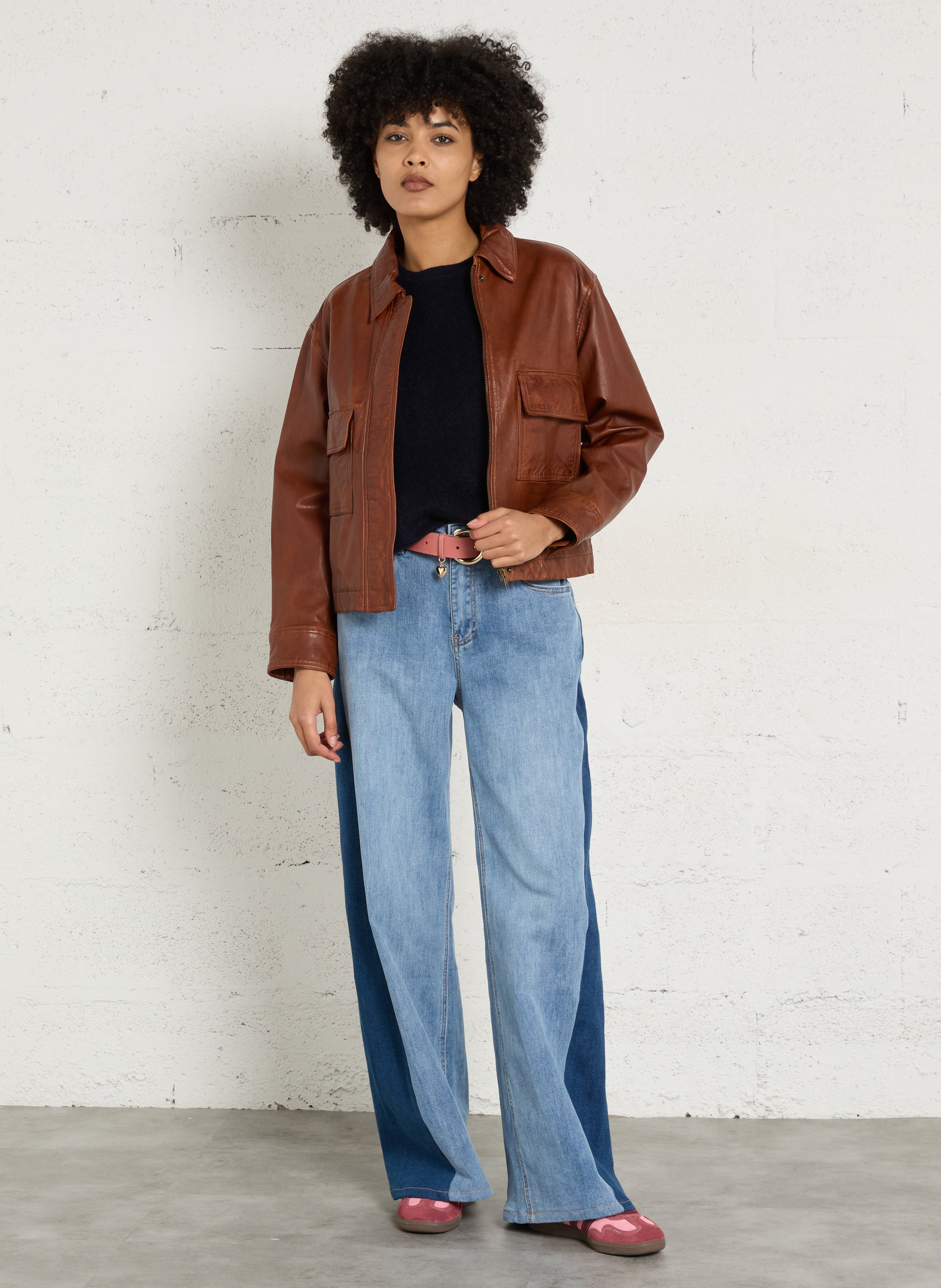 Pull col rond en mohair mélangé MAISON 123 Bleu