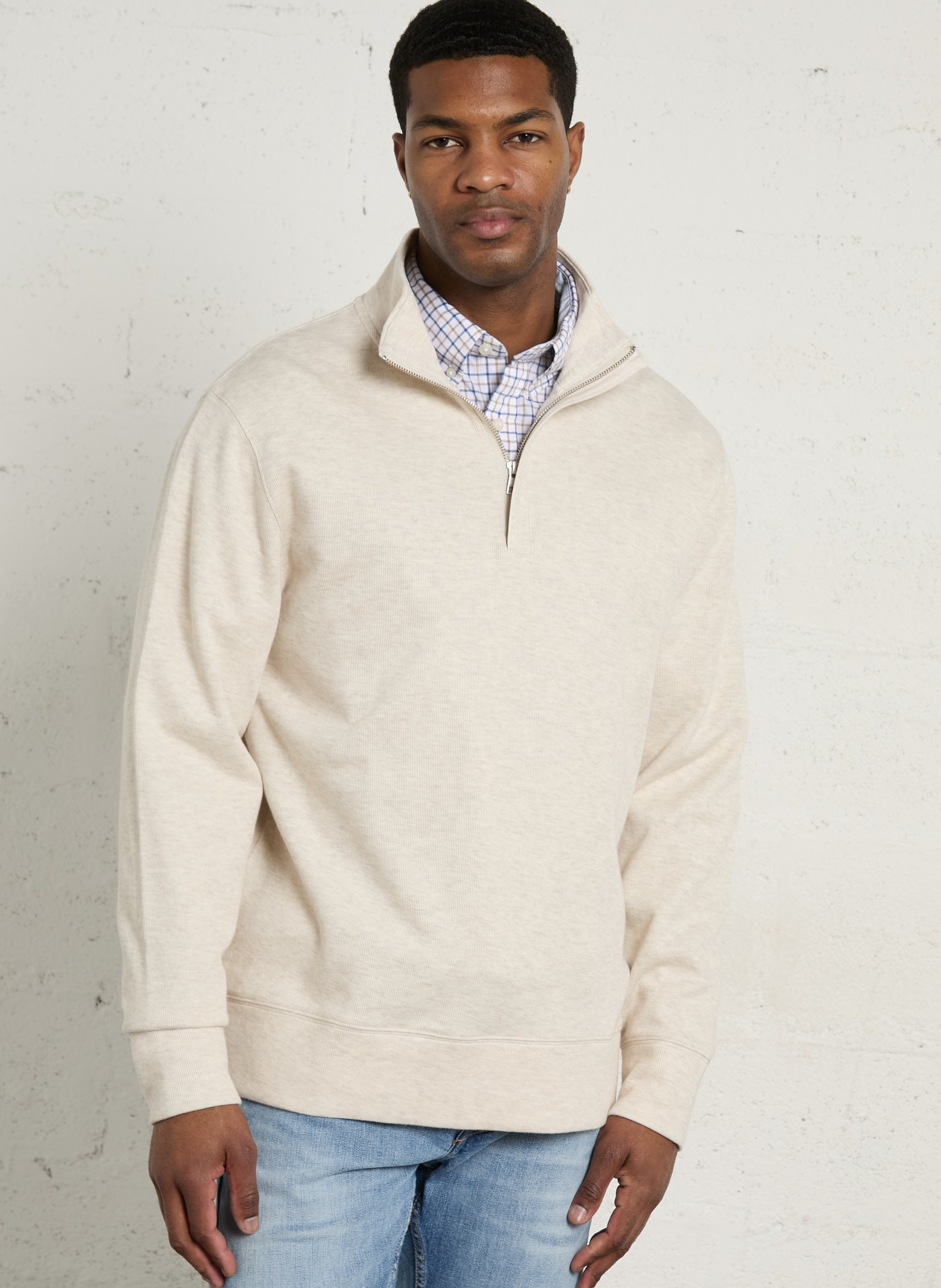 Pull droit col camionneur en coton GANT Beige
