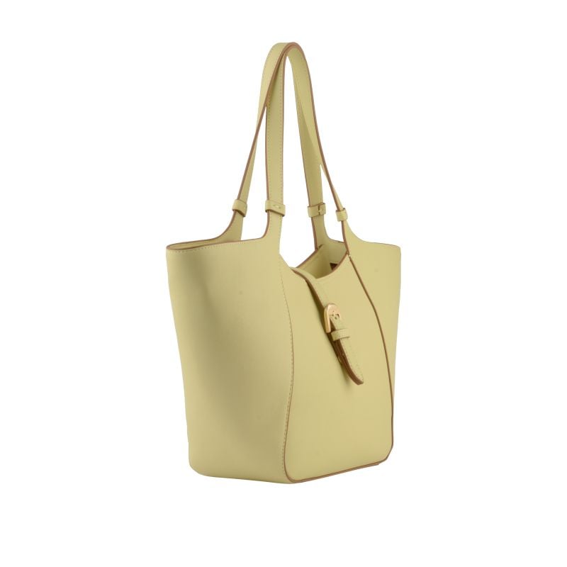 Calfskin leather shoulder bag POURCHET Yellow
