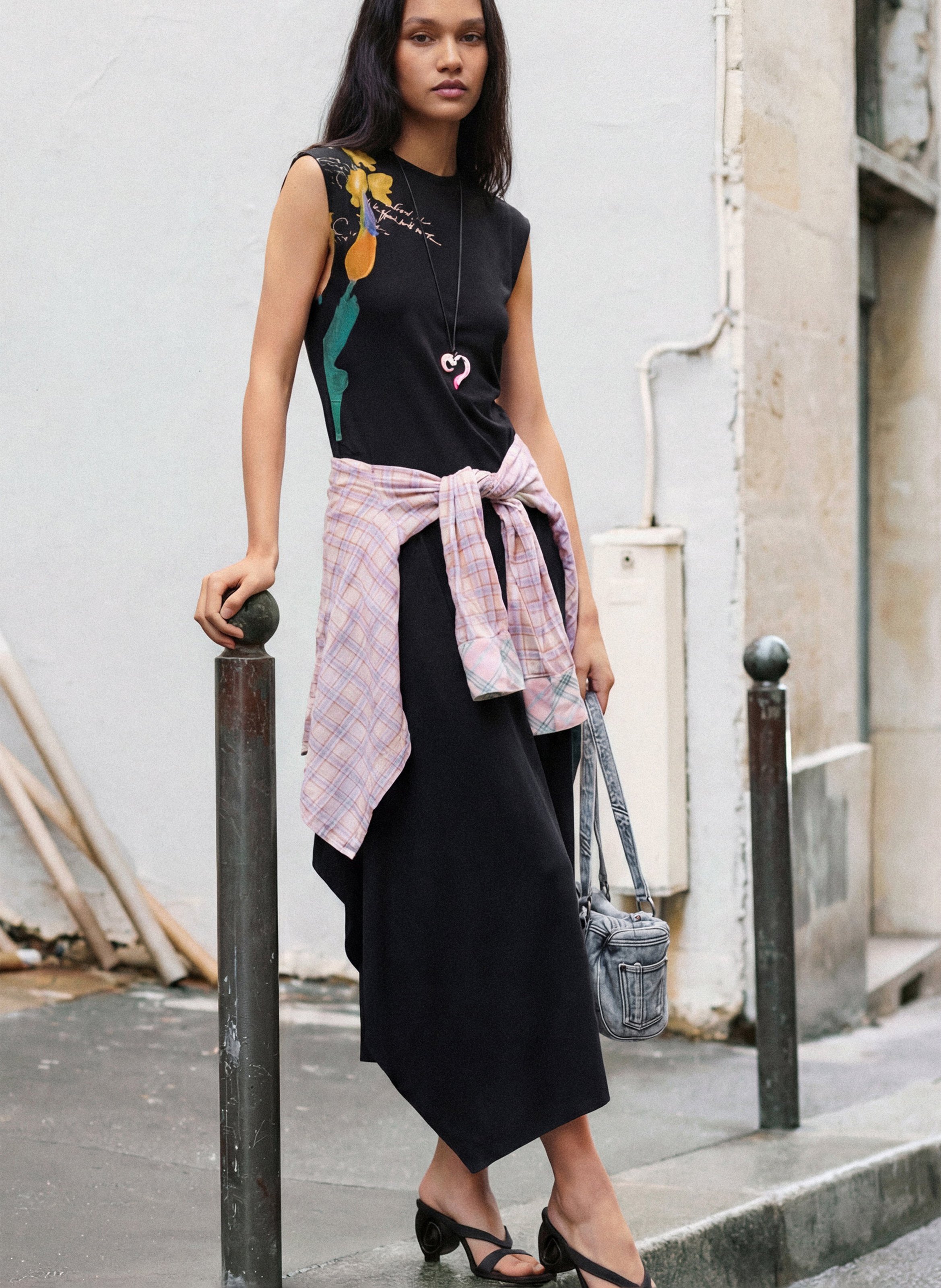 Asymmetric cotton-blend midi dress DESIGUAL Black