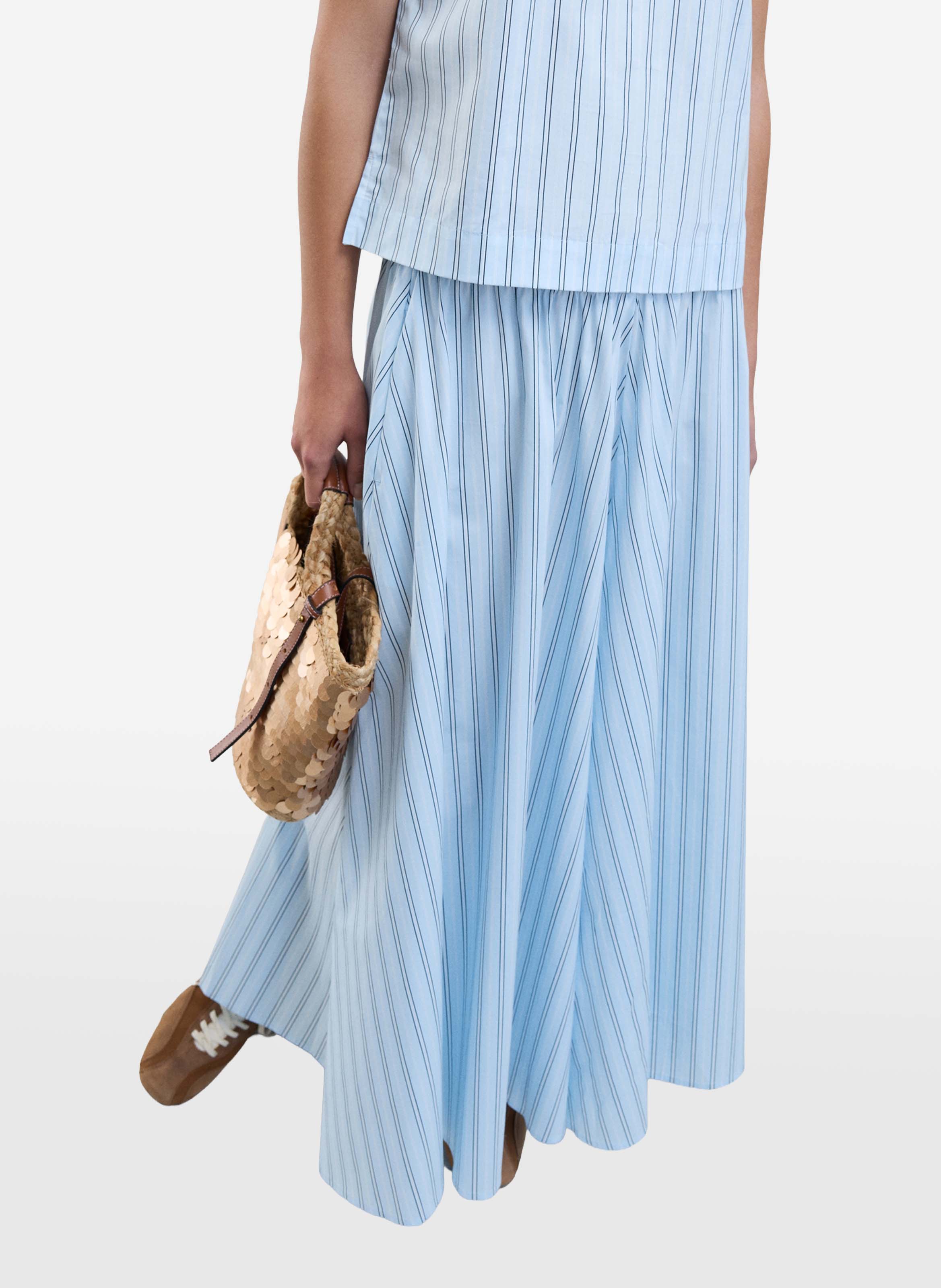 Jupe longue ample à rayures VILA Bleu