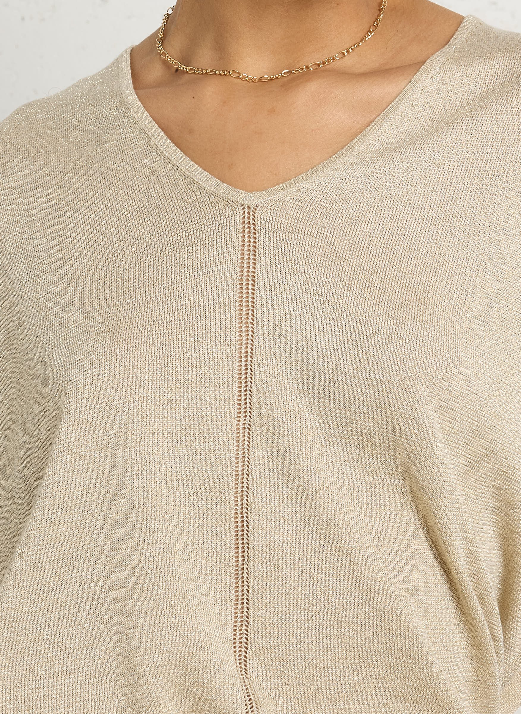 Ruime V-hals trui met pailletten SUD EXPRESS Goudkleurig