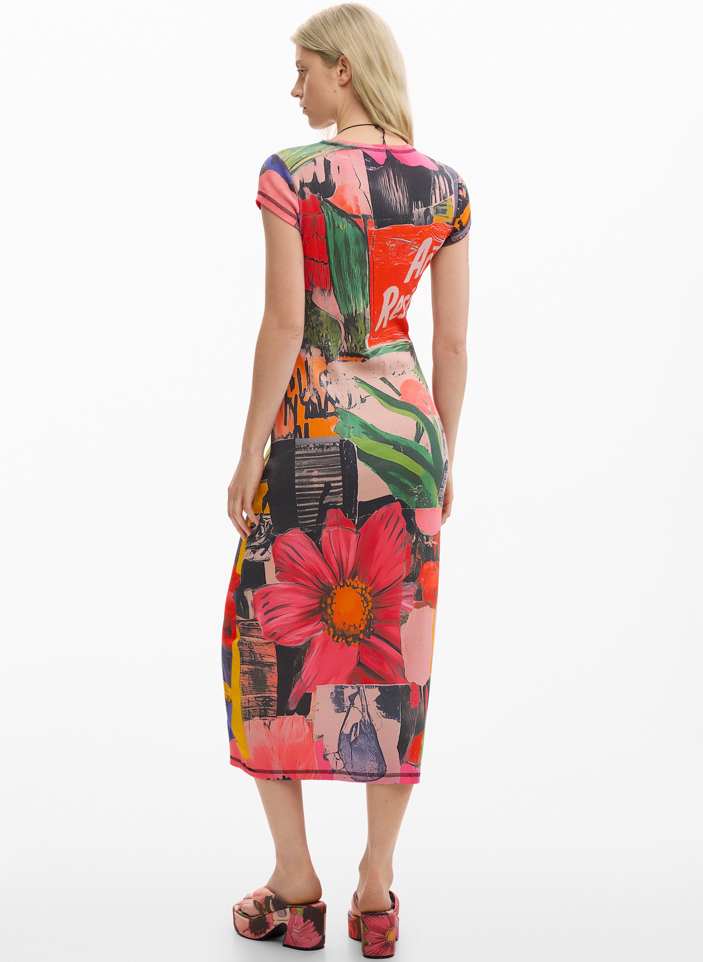 Gerade geschnittenes Midikleid mit Print DESIGUAL Rot