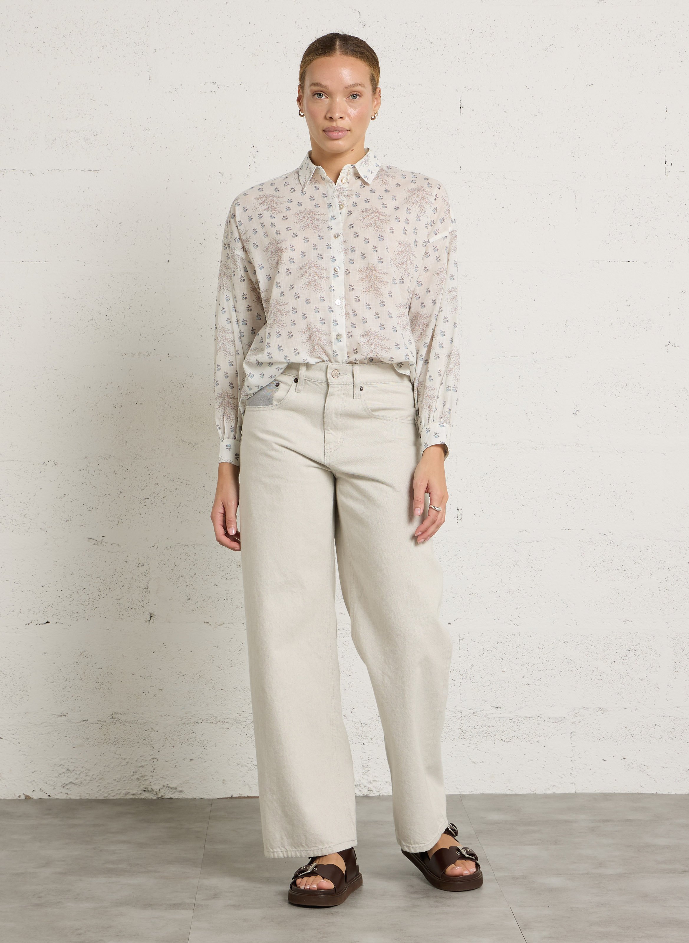 Jean large en coton LAB DIP Beige