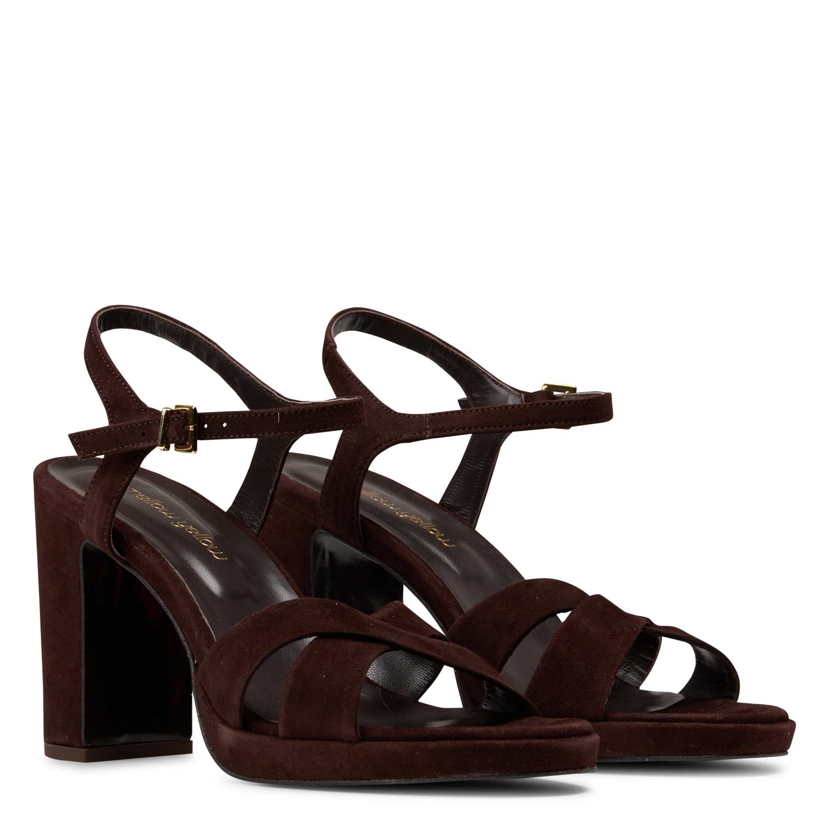 Sandales à talons en cuir velours MELLOW YELLOW Marron