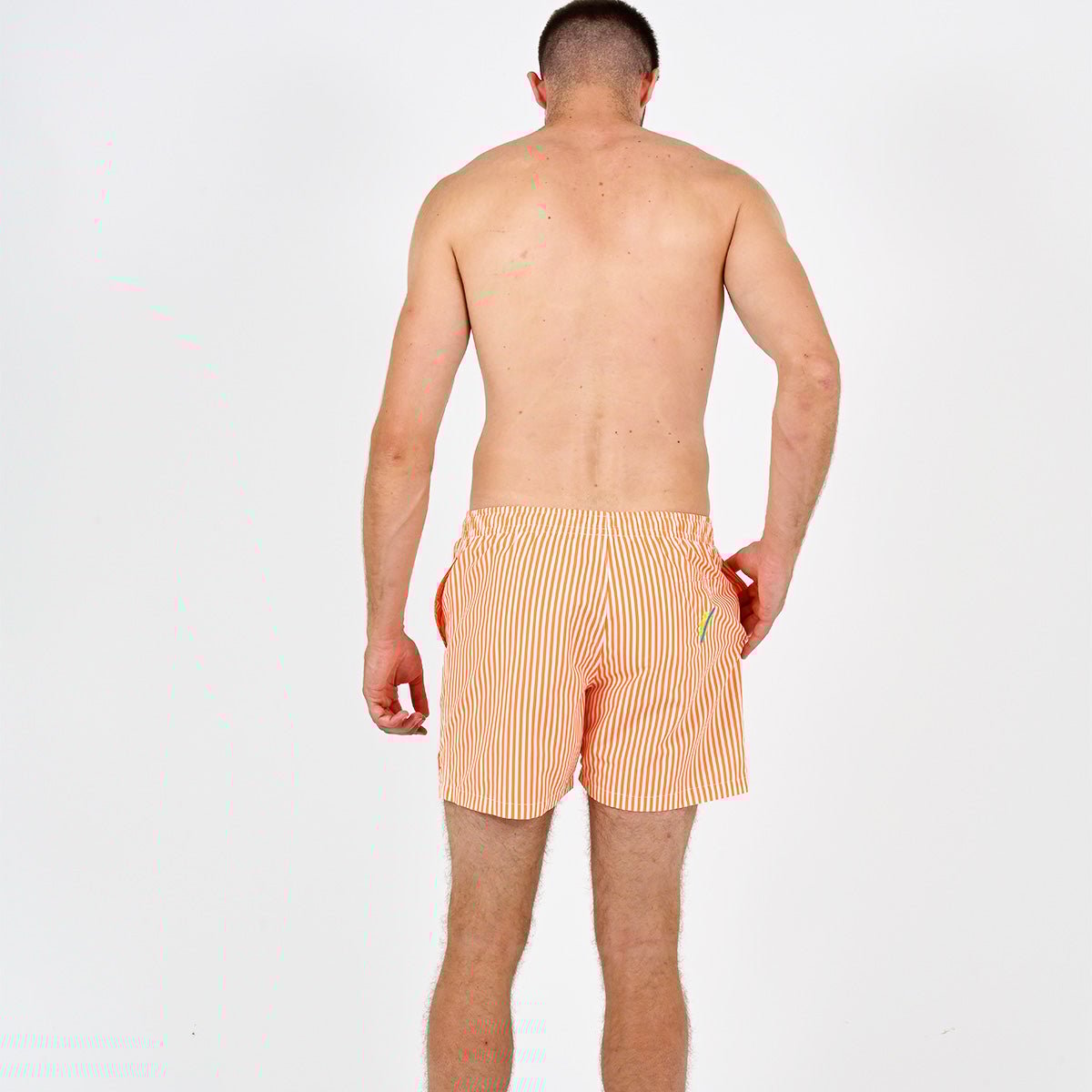 Surfer Striped Swim Shorts VENDREDI SWIMWEAR Orange