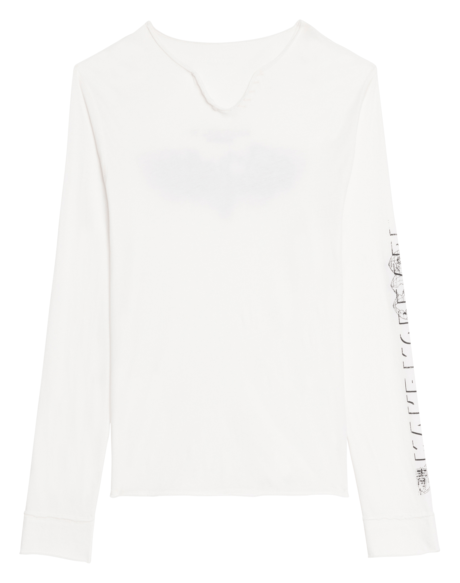 Tee-shirt col tunisien en coton bio ZADIG&VOLTAIRE Blanc
