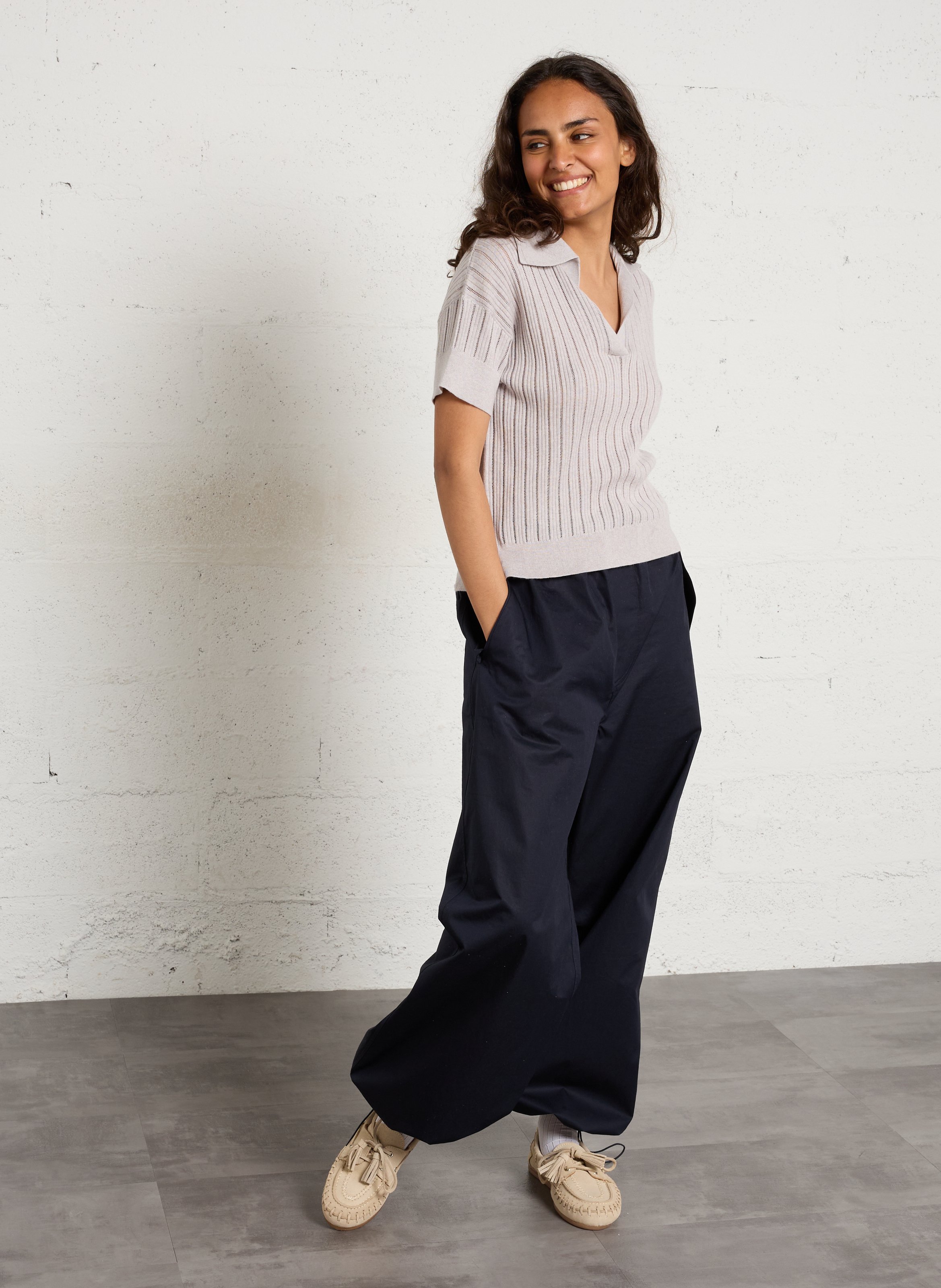 Segelschuhe aus Leder POSA Beige