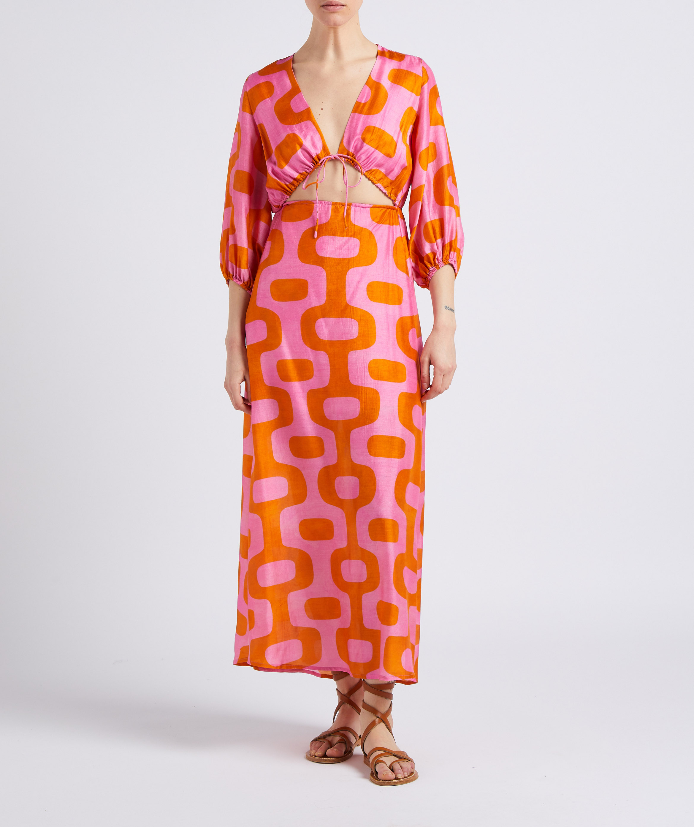 Robe longue ouverte imprimée SUNDRESS Multicolore