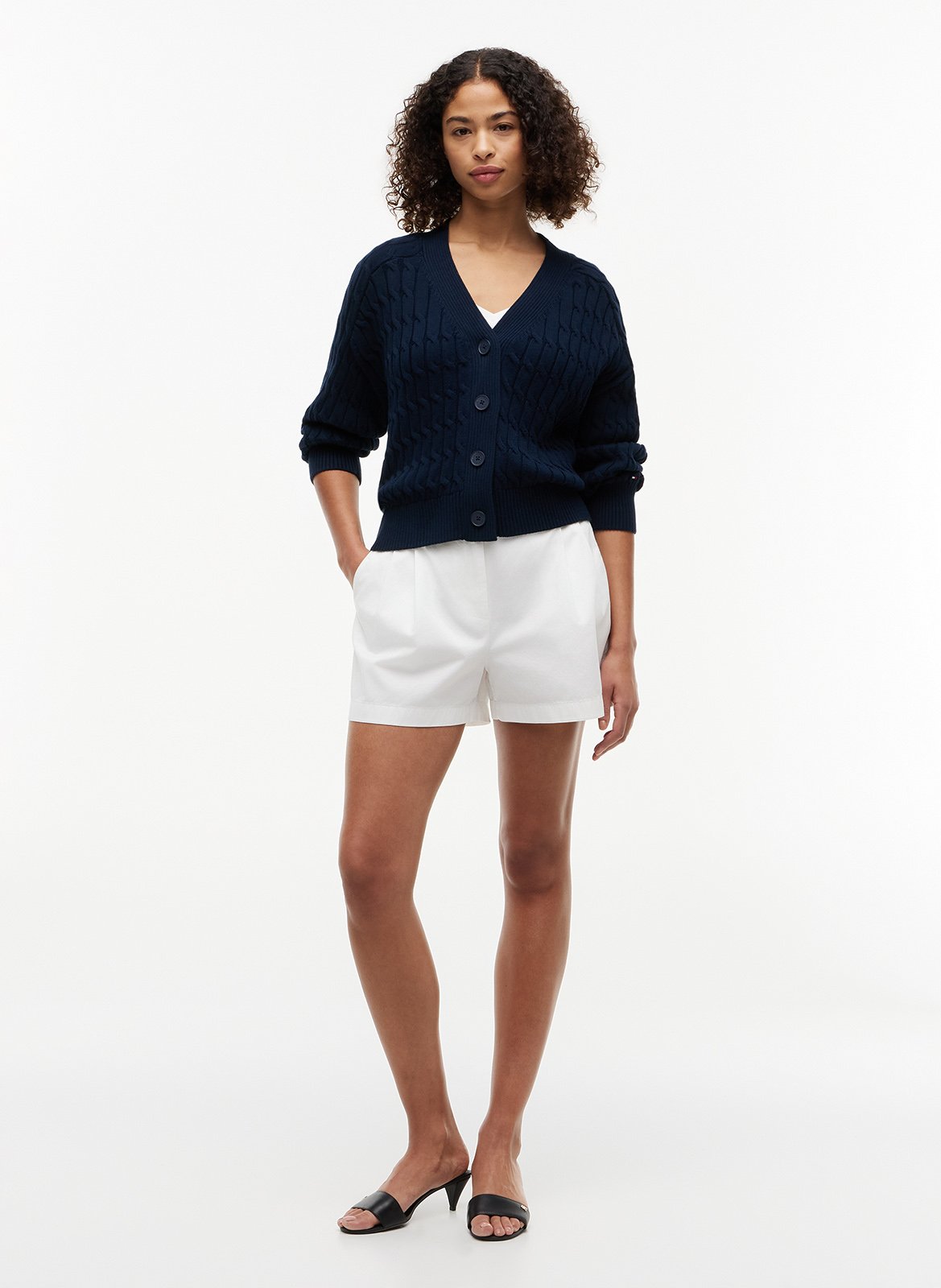 Baumwoll-Strickjacke mit V-Ausschnitt  TOMMY HILFIGER Blau