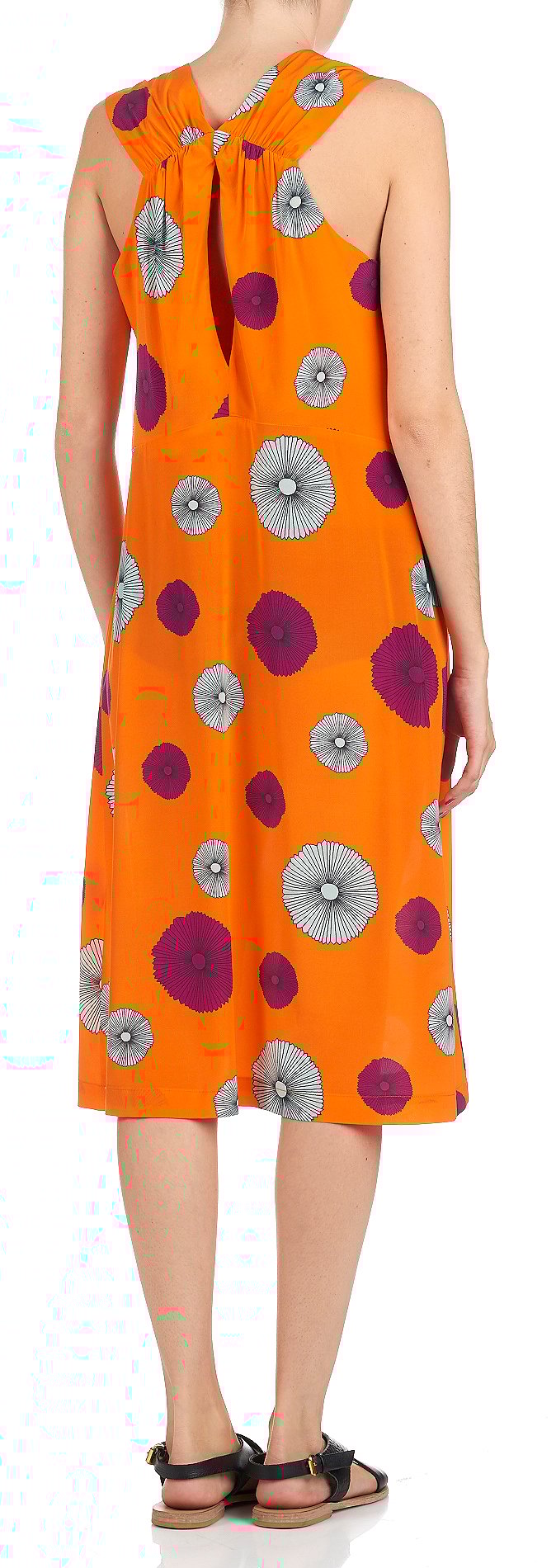 Stretch printed silk dress ATTIC AND BARN Orange