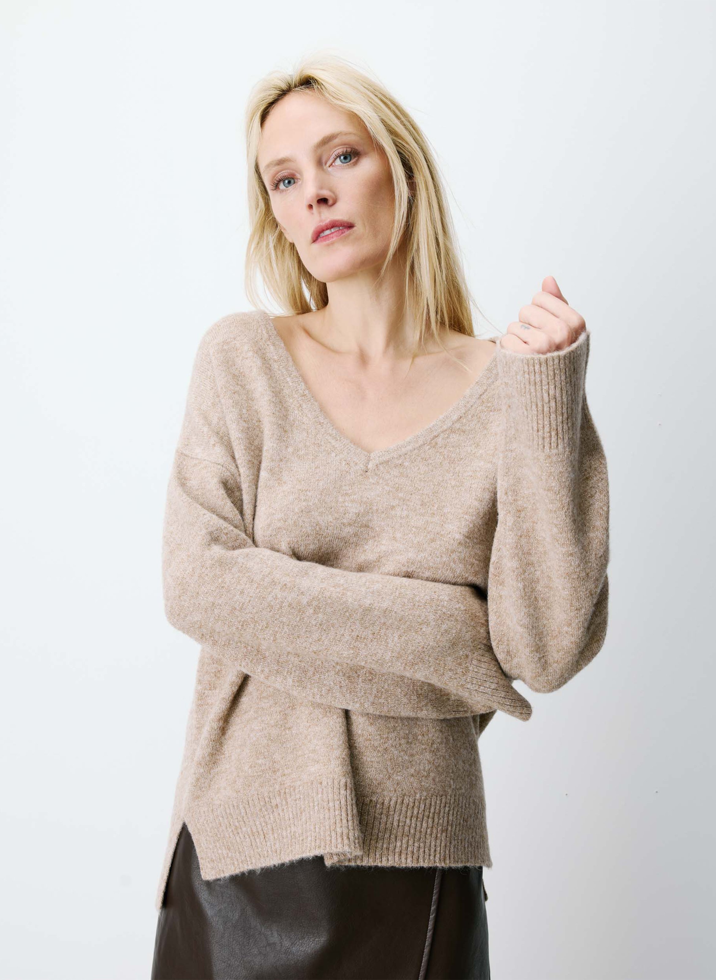Oversized gebreide trui met V-hals GRACE ET MILA